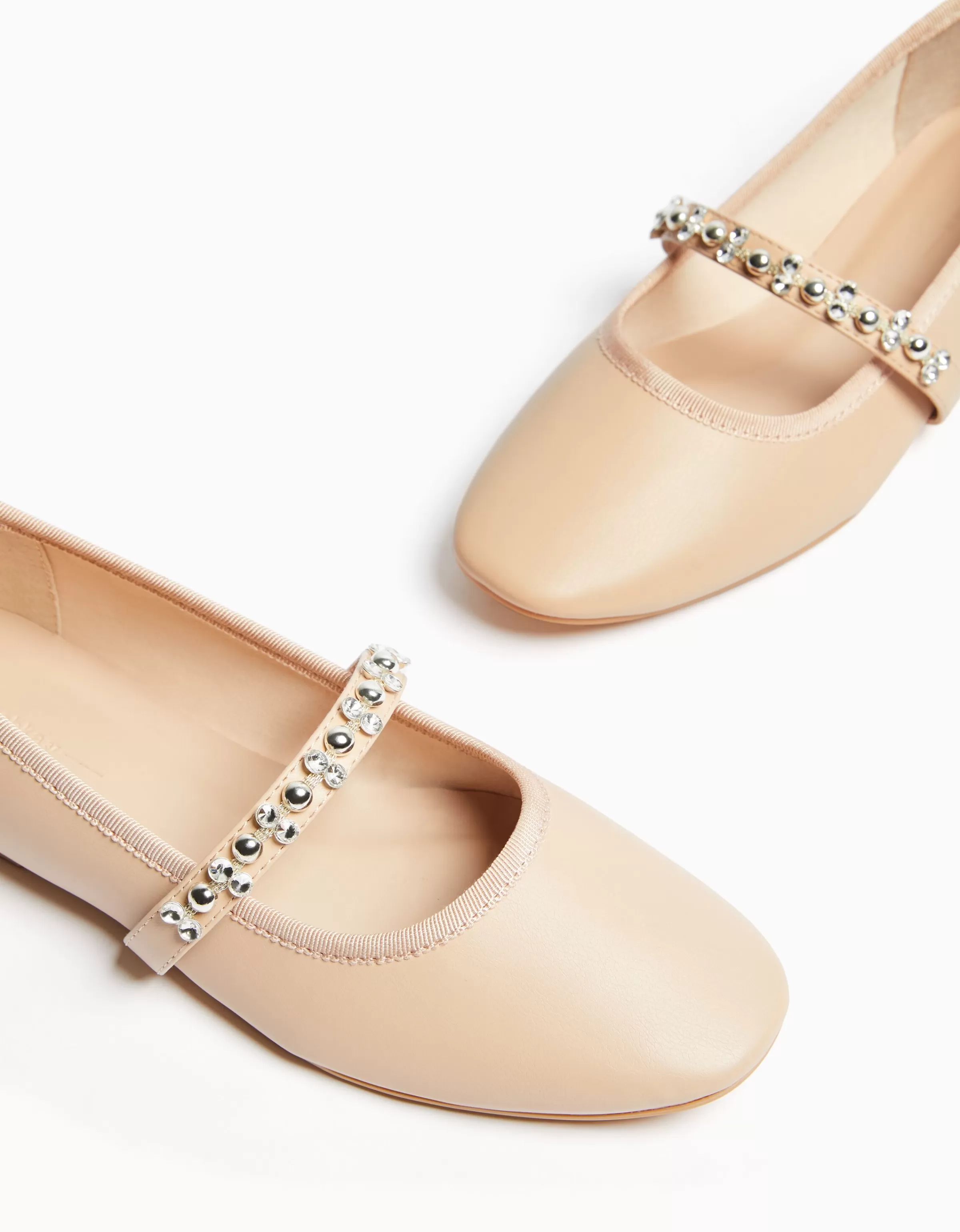 BERSHKA New*Ballerines à brides avec décoration Rose