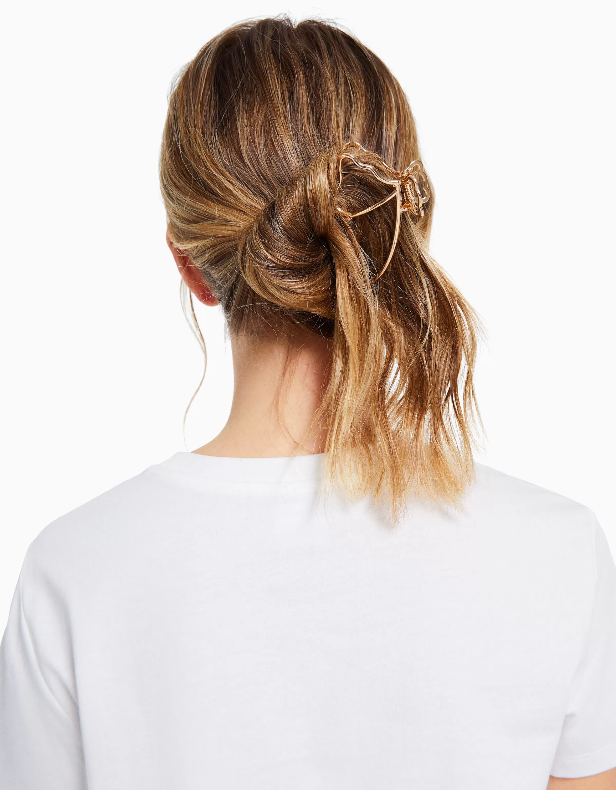 BERSHKA Accessoires cheveux*Barrette métallique dée papillon Or