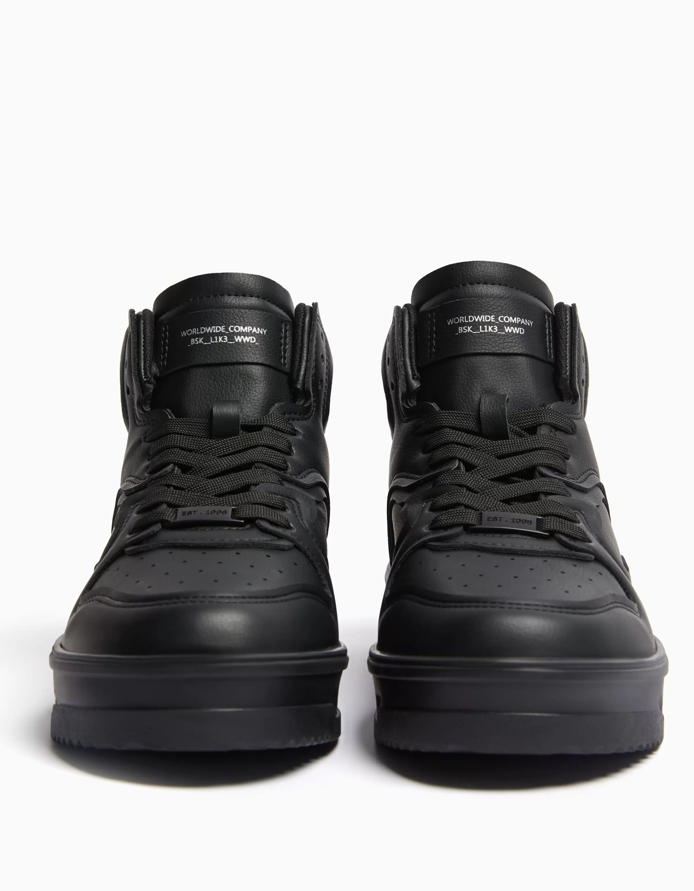 BERSHKA Bottines*Baskets montantes multi-couches homme Noir