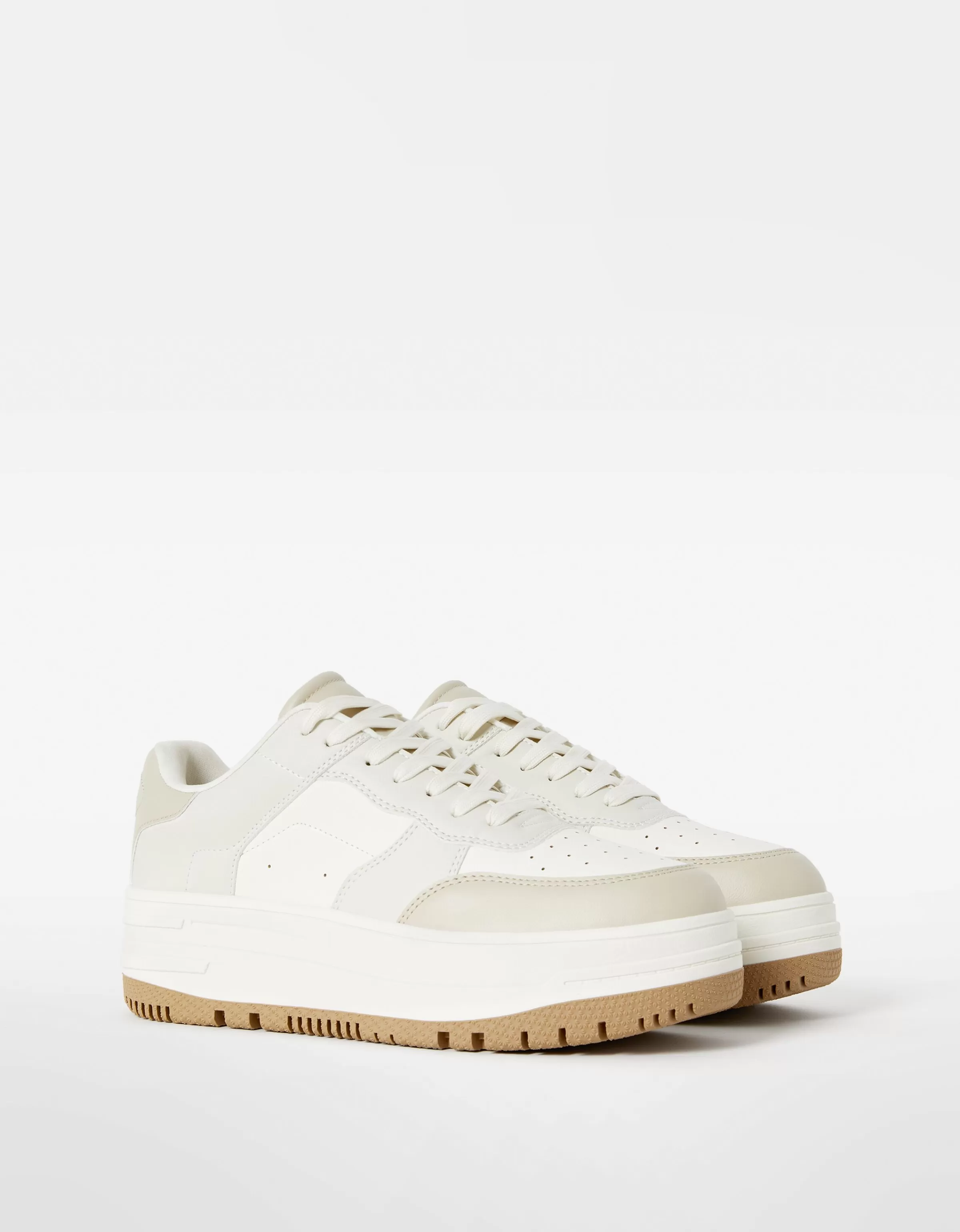 BERSHKA Varsity*Baskets plateforme bimatière Multicouleur