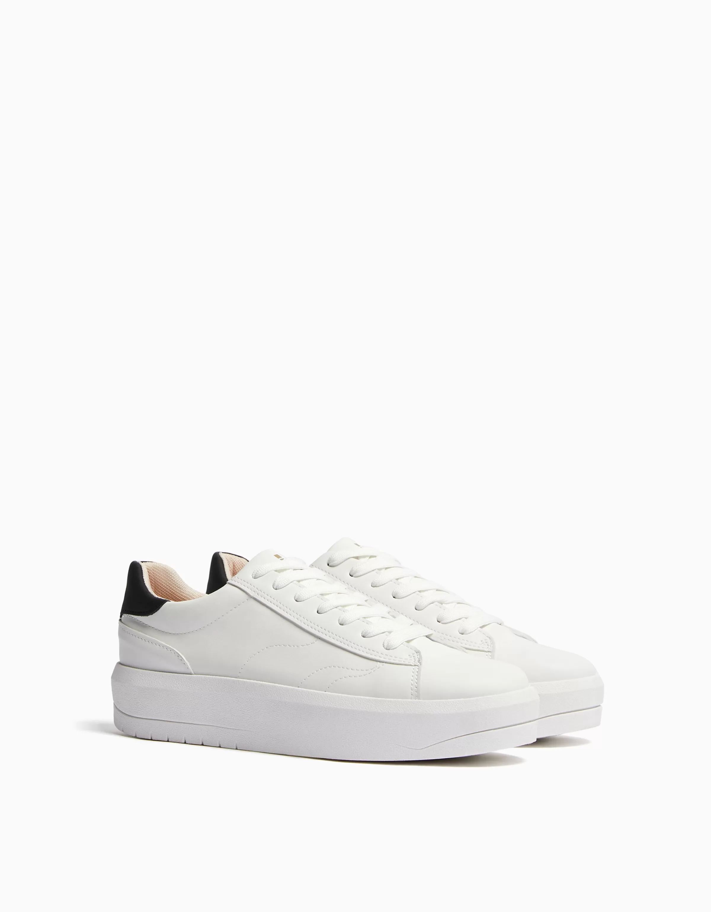 BERSHKA Survêtement*Baskets plateforme talon colorés Blanc
