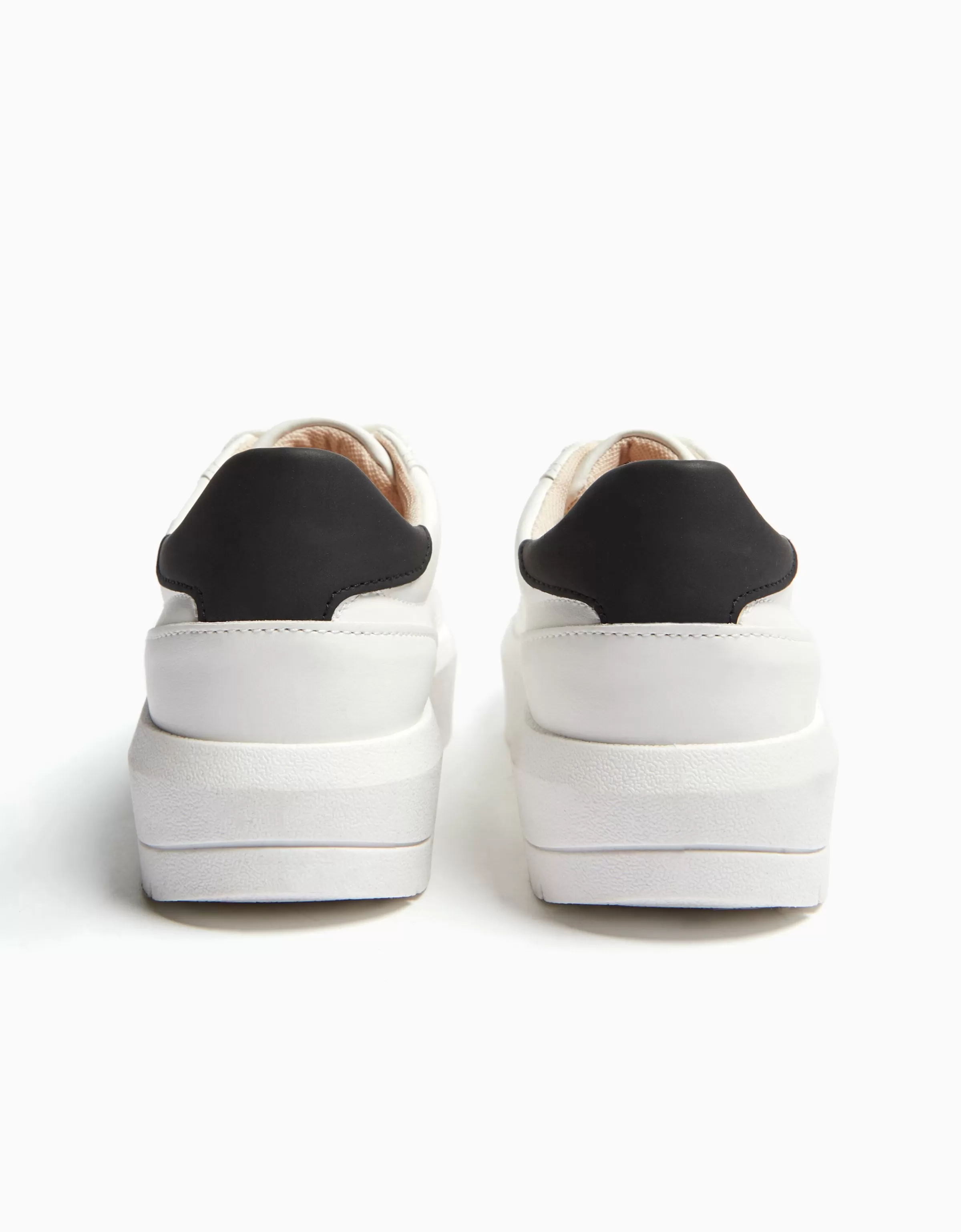 BERSHKA Survêtement*Baskets plateforme talon colorés Blanc