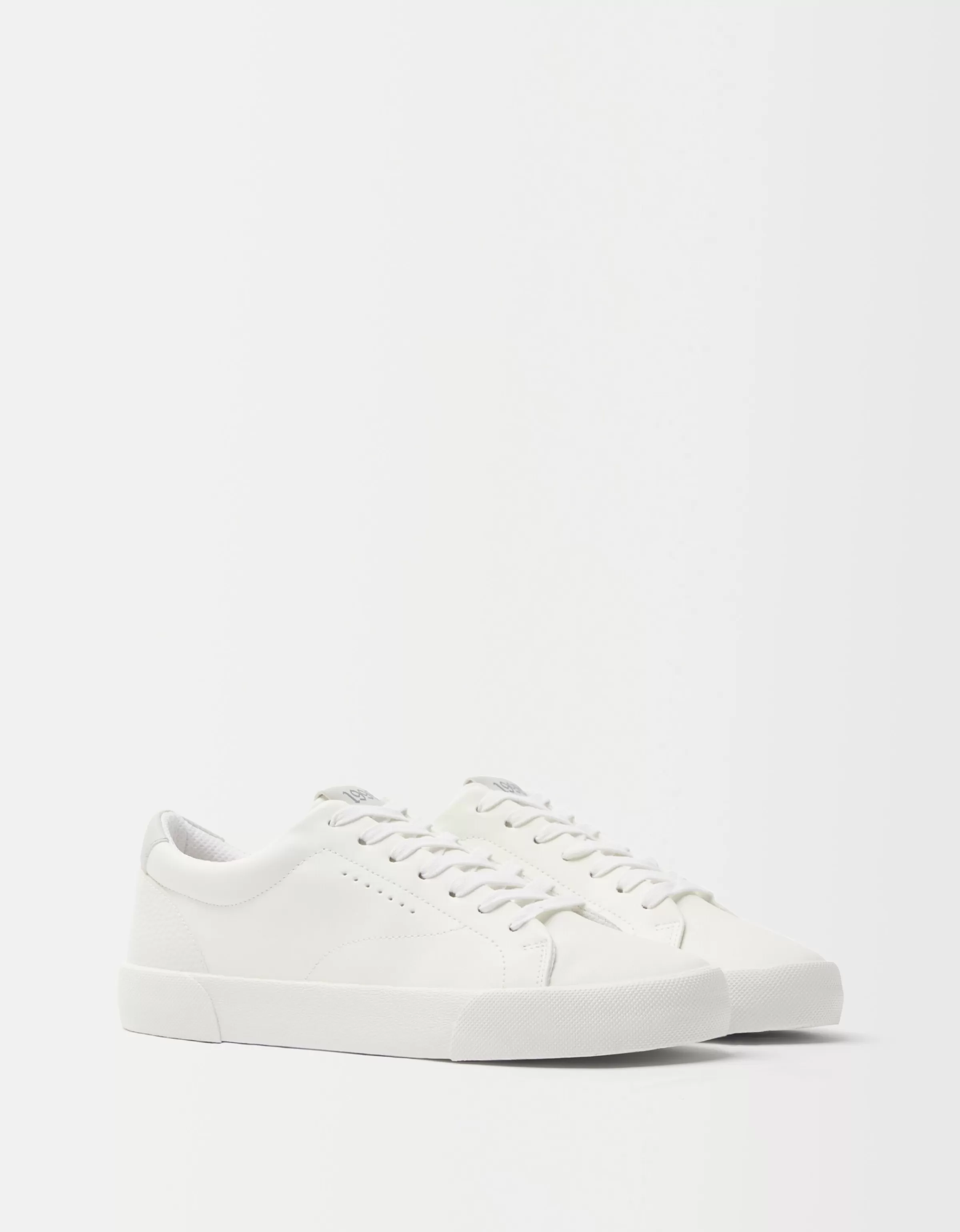 BERSHKA Basiques*Baskets talon gravé homme Blanc