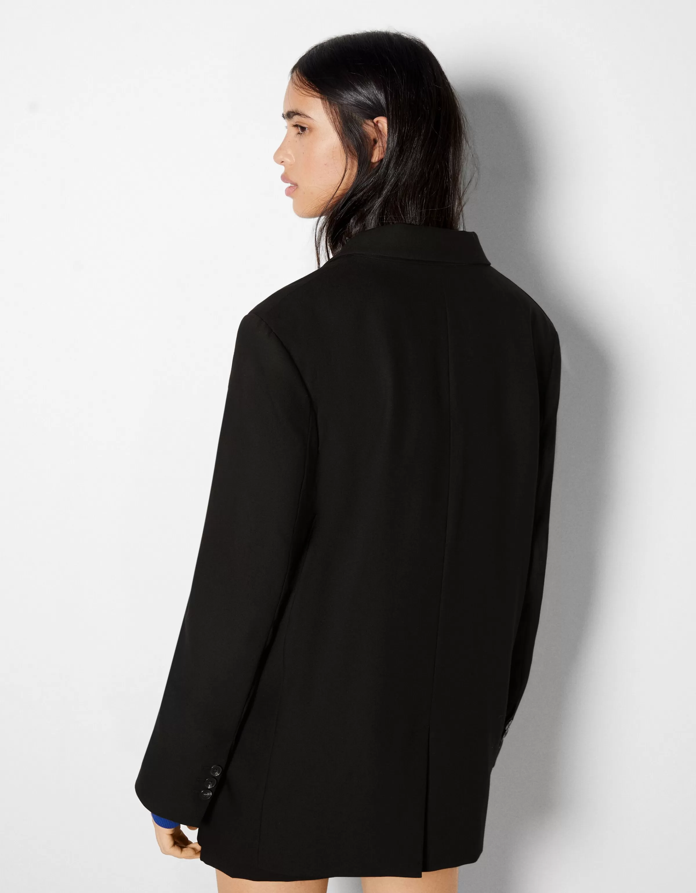 BERSHKA Vestes*Blazer tailoring boutons Noir