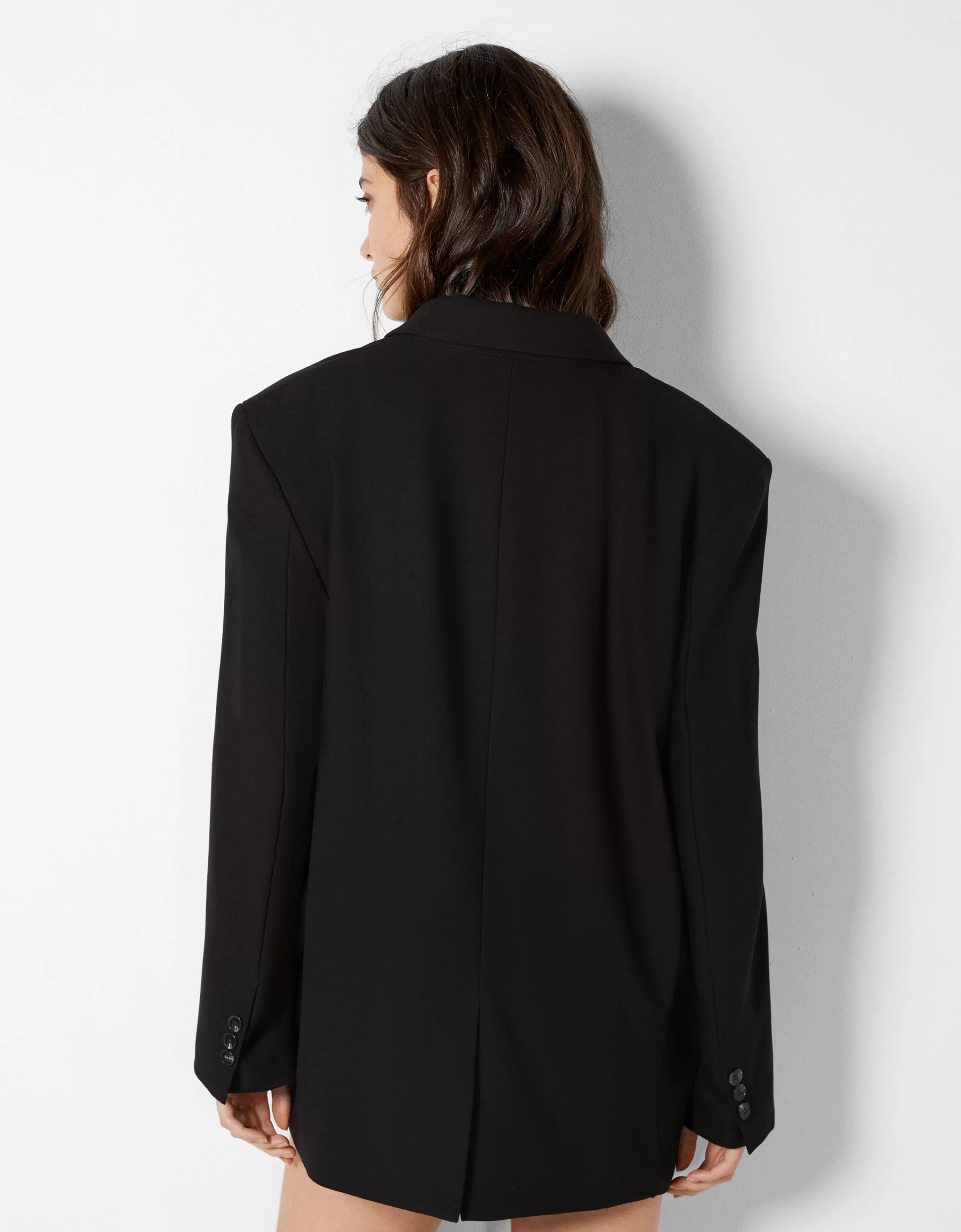 BERSHKA Robes*Blazer tailoring boutons Noir