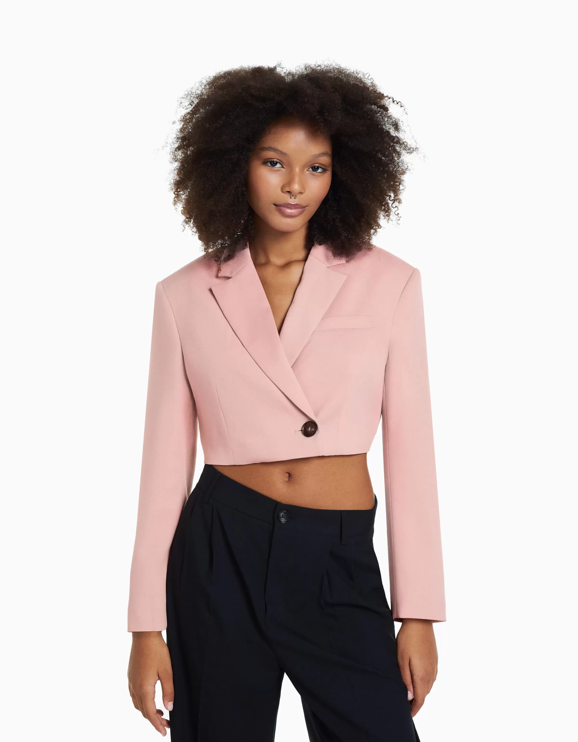 BERSHKA Blazers*Blazer tailoring cropped serge Rose