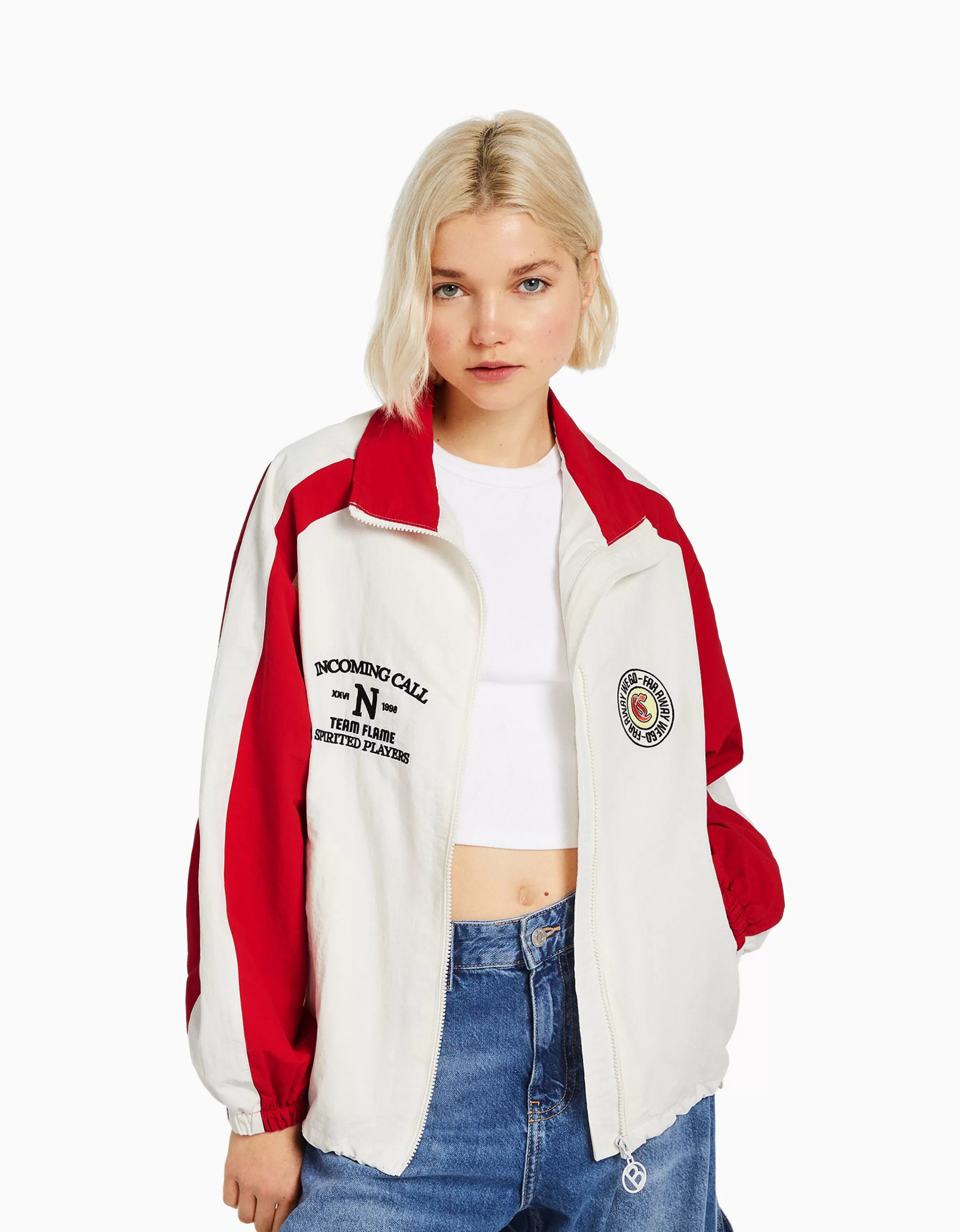 BERSHKA Vêtements*Blouson bandes contrastes Marine