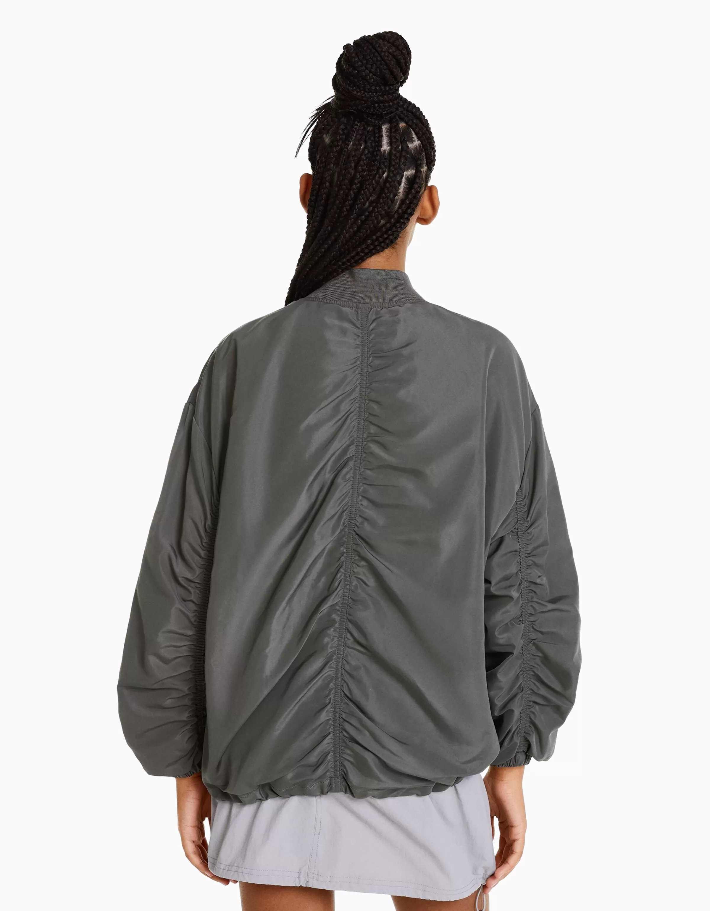 BERSHKA Vêtements*Blouson bomber effet nylon Gris