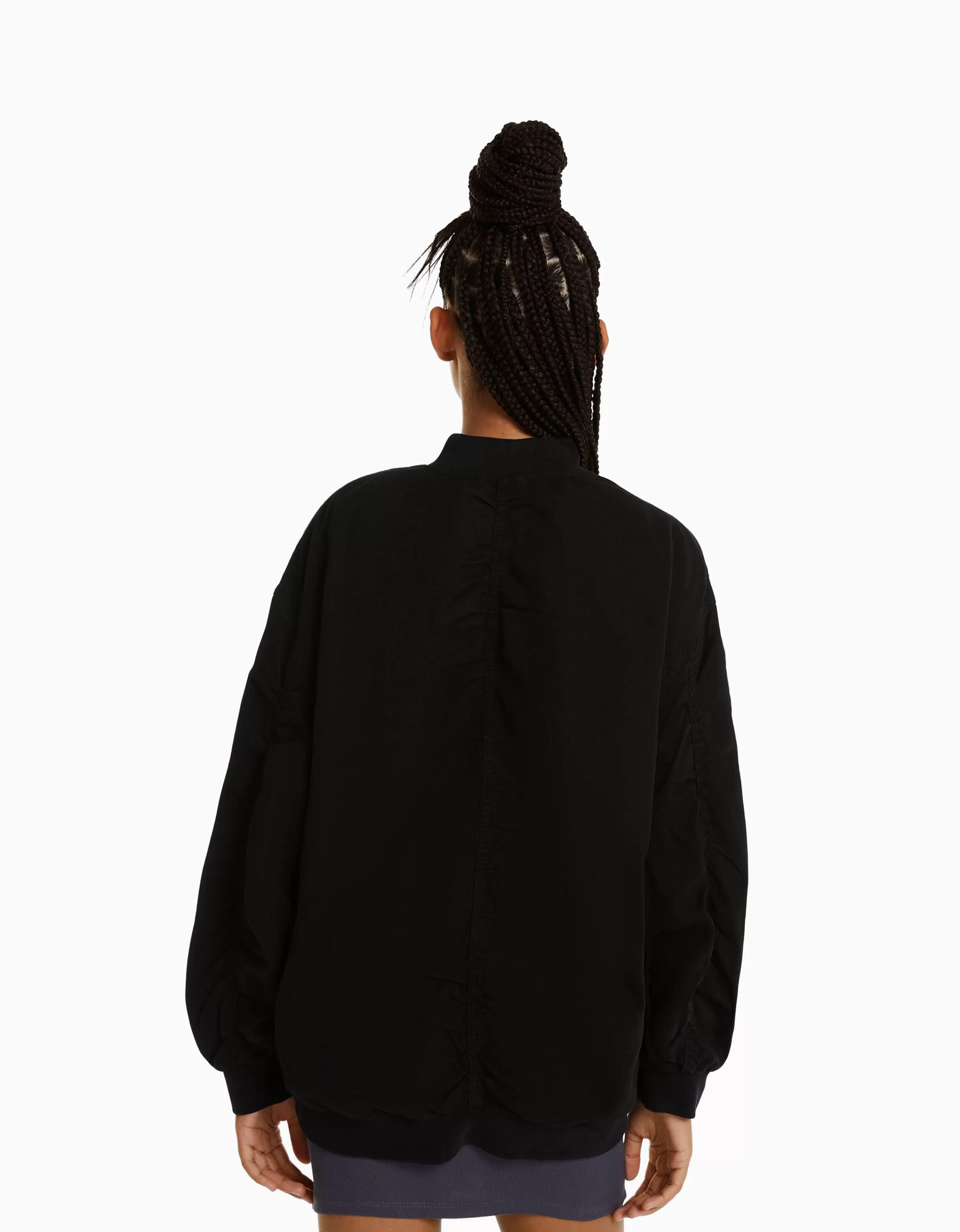 BERSHKA Vêtements*Blouson bomber gathering Noir