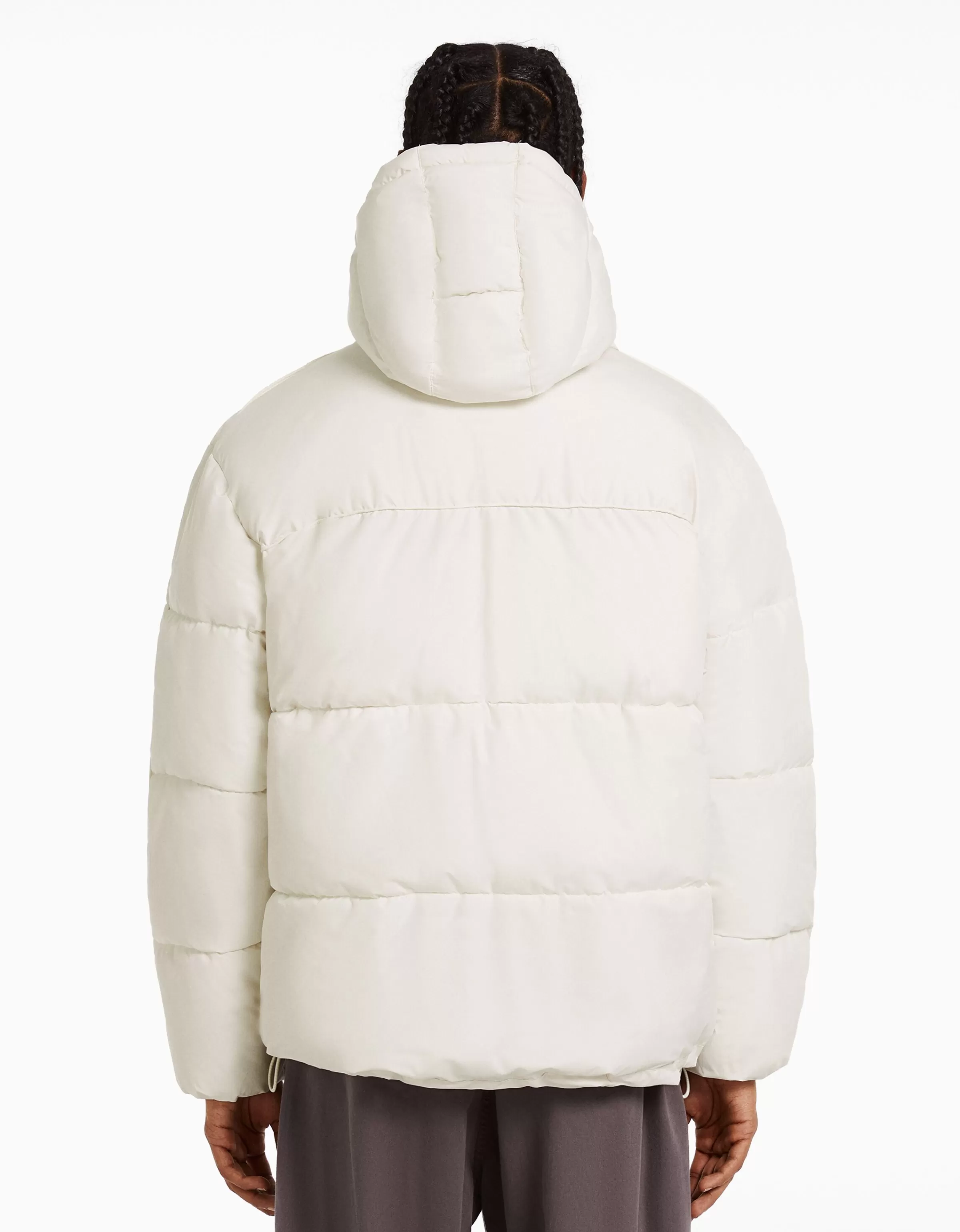 BERSHKA Blousons et manteaux*Blouson doudoune capuche Blanc