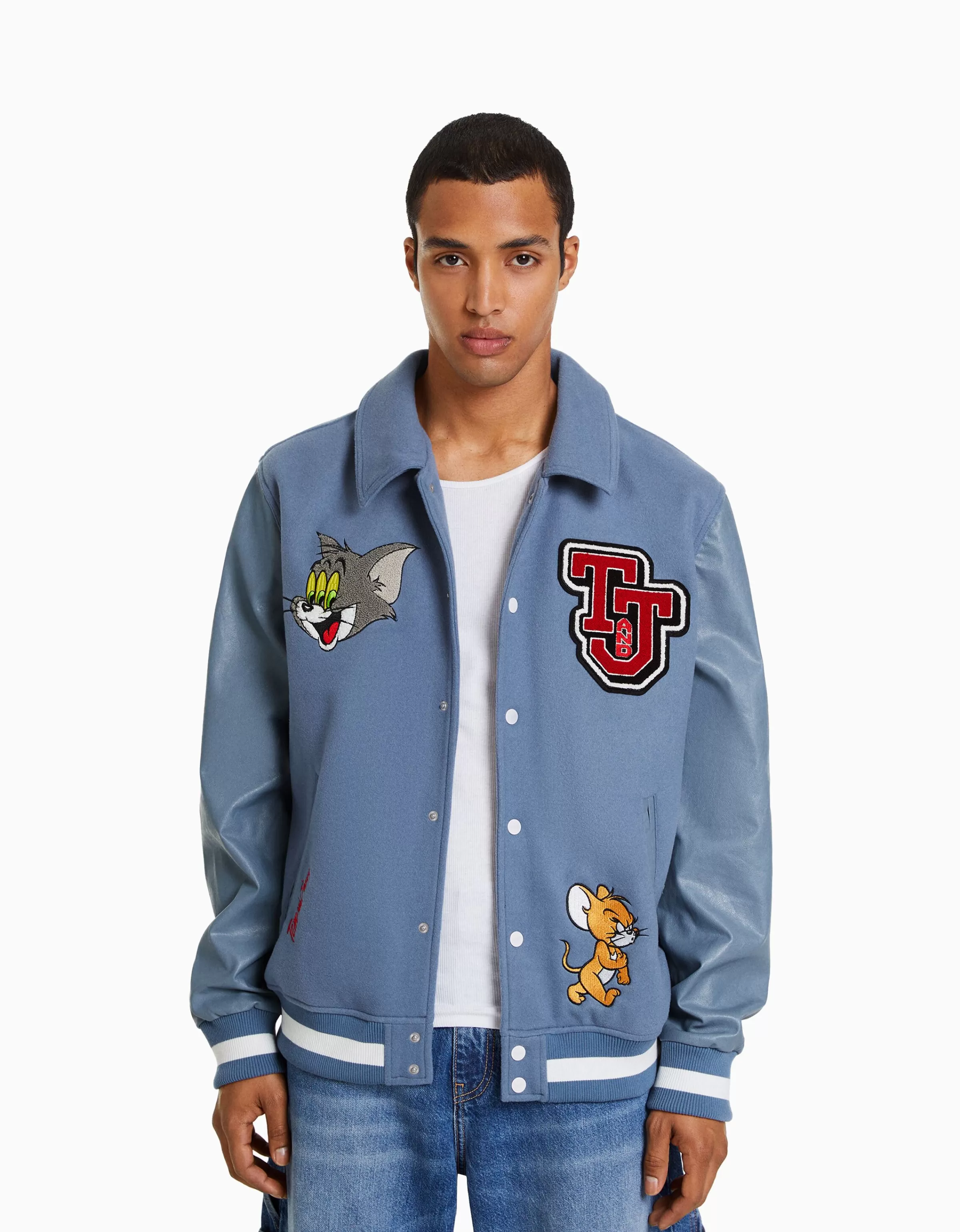 BERSHKA Blousons et manteaux*Blouson empiècements Tom & Jerry Bleu