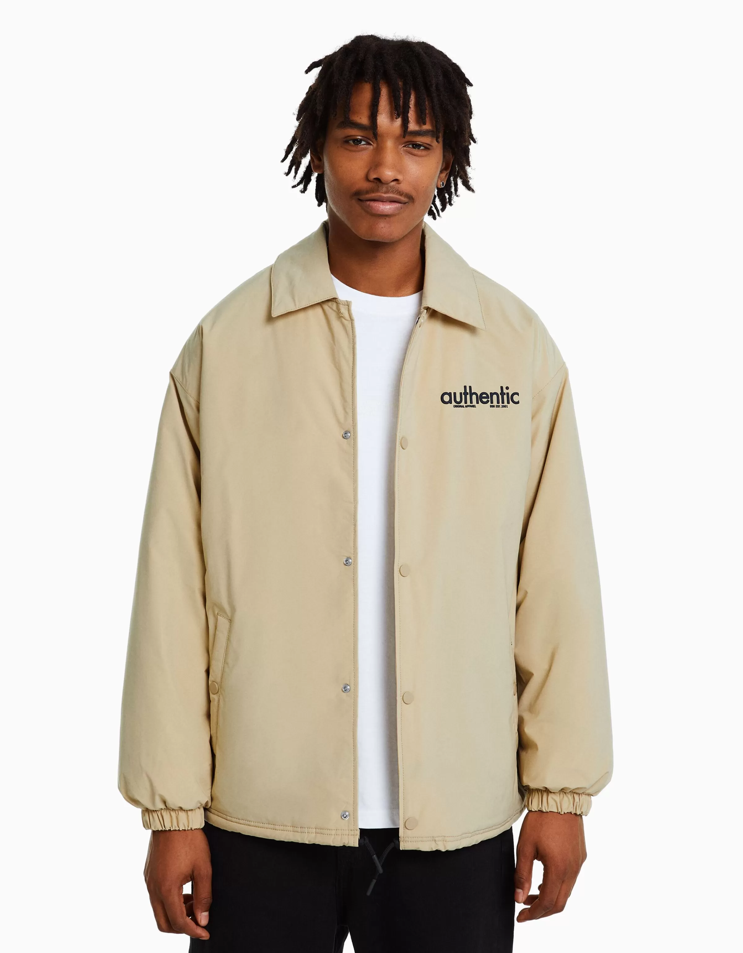 BERSHKA Vêtements*Blouson imprimé dos Camel