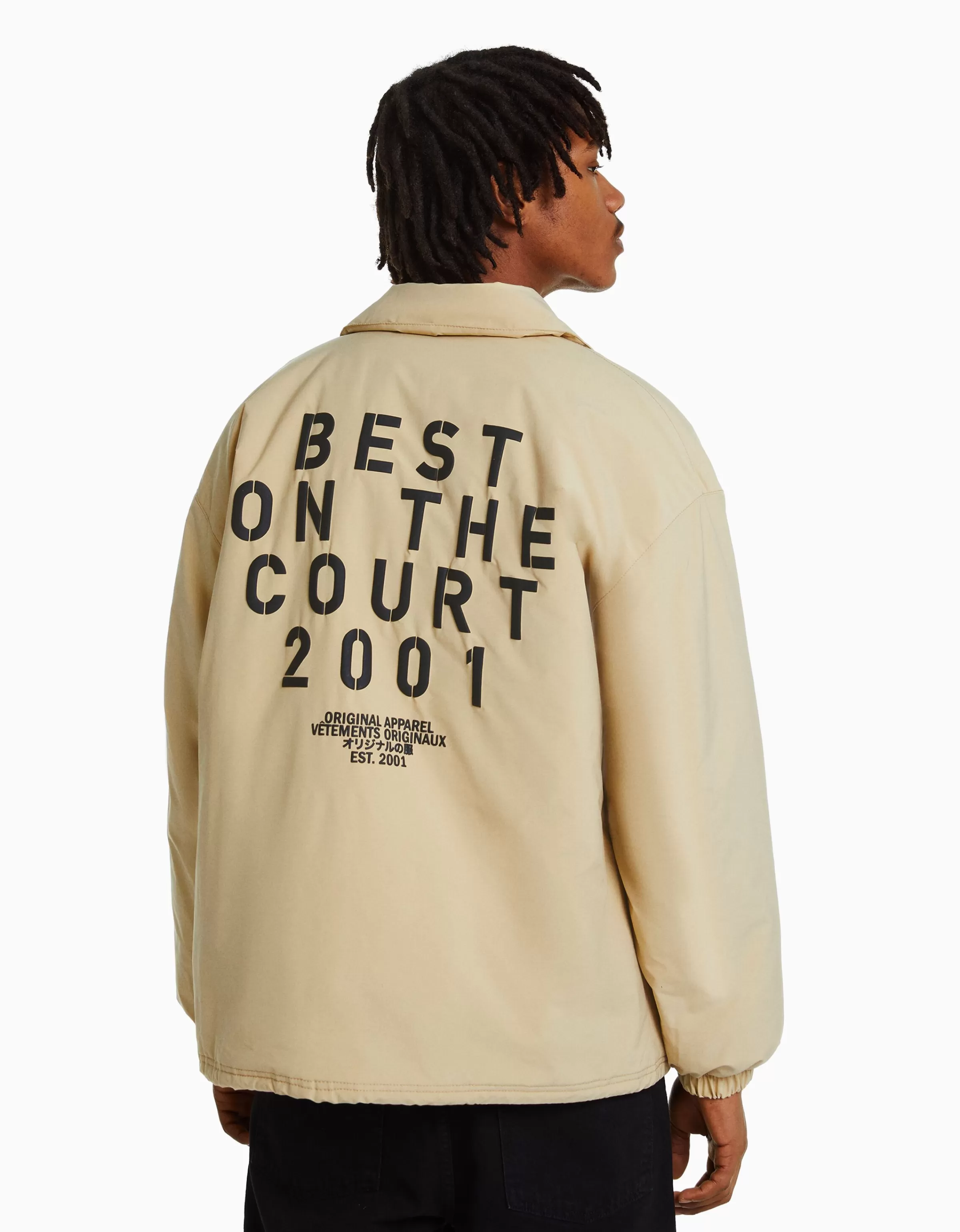 BERSHKA Vêtements*Blouson imprimé dos Camel