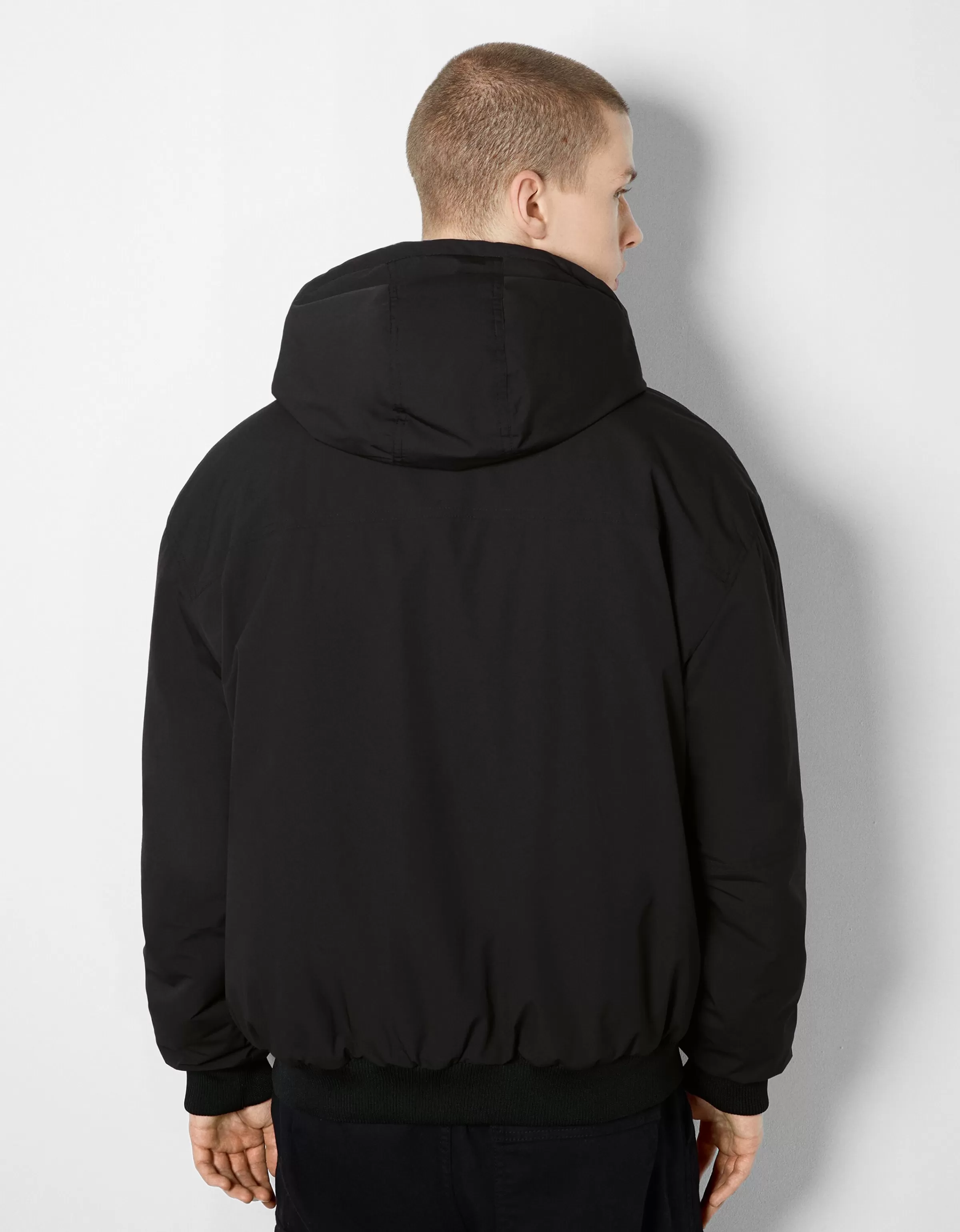 BERSHKA Blousons et manteaux*Blouson matelassé capuche imprimé Bleu