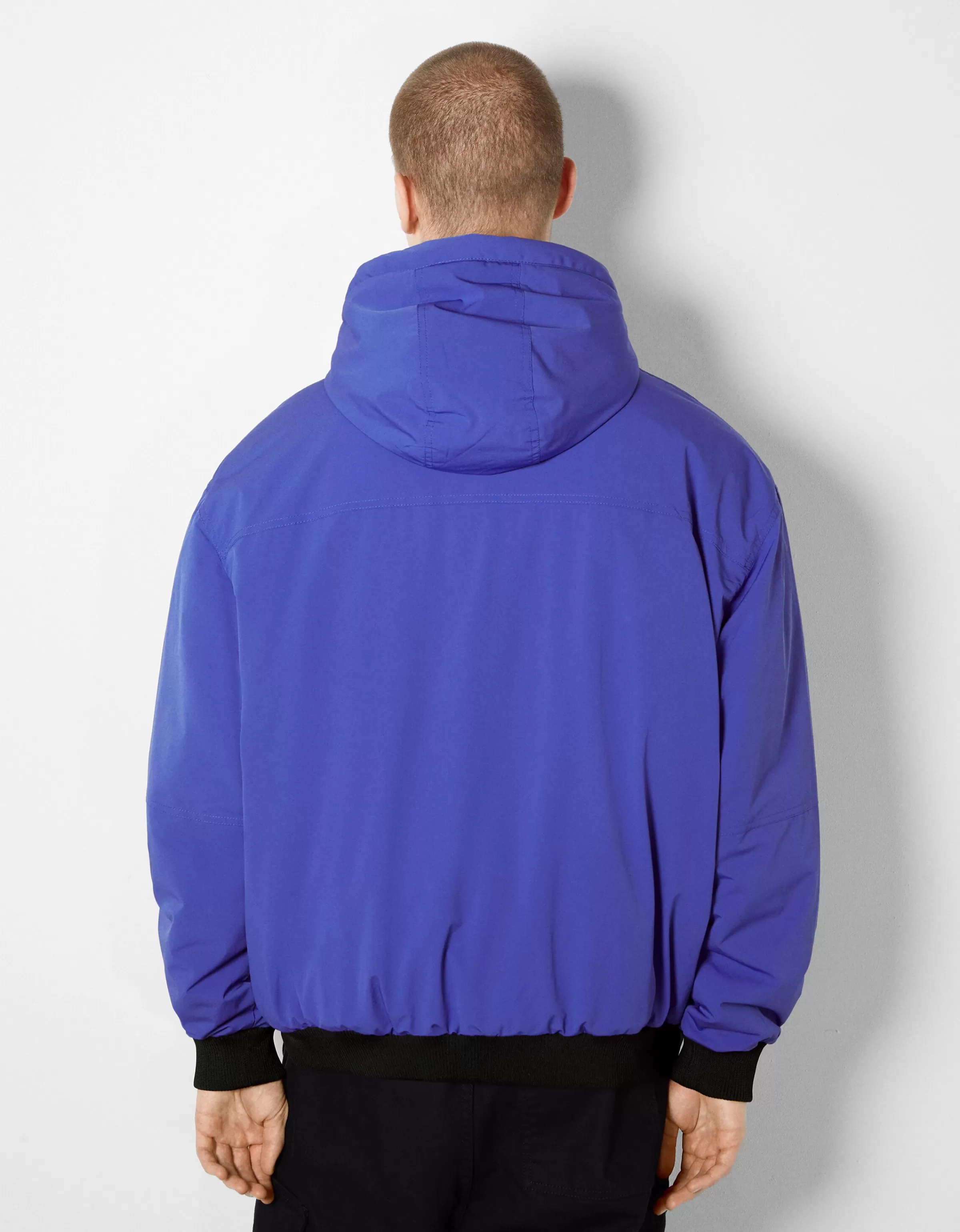 BERSHKA Blousons et manteaux*Blouson matelassé capuche imprimé Bleu