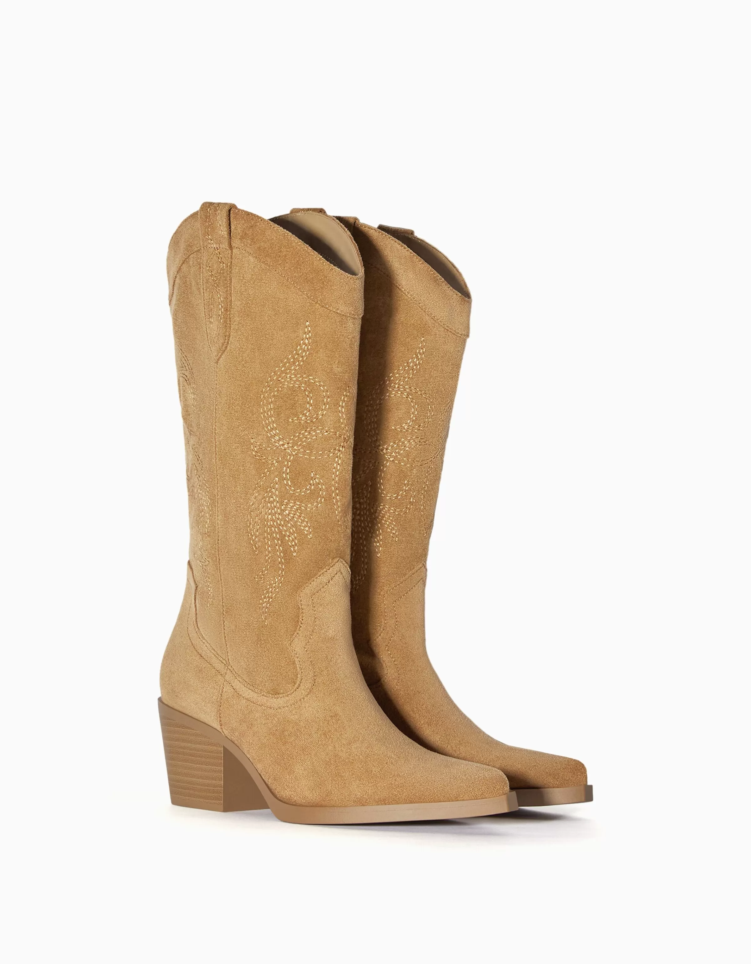 BERSHKA Bottes*Bottes à talon style cowboy Sable