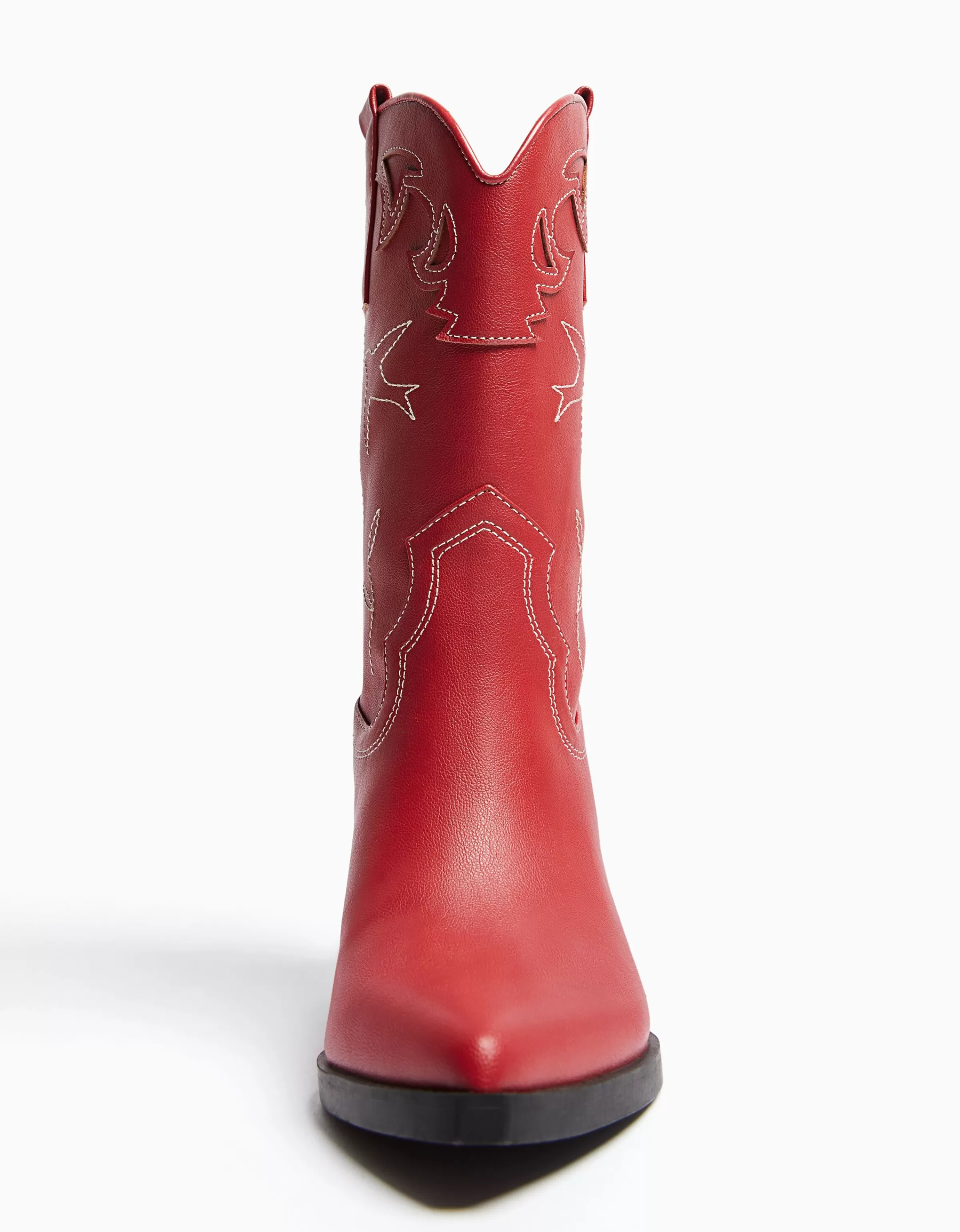 BERSHKA New*Bottes à talon style cowboy Rouge