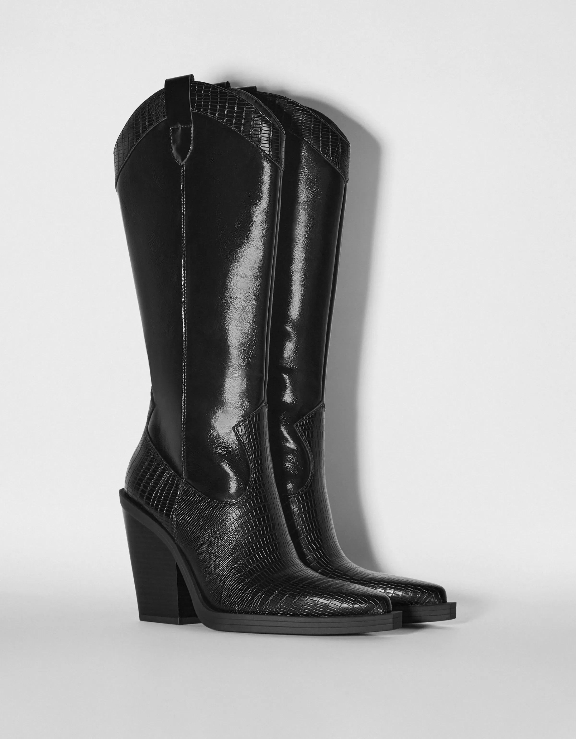 BERSHKA Bottes*Bottes talon cowboy Noir