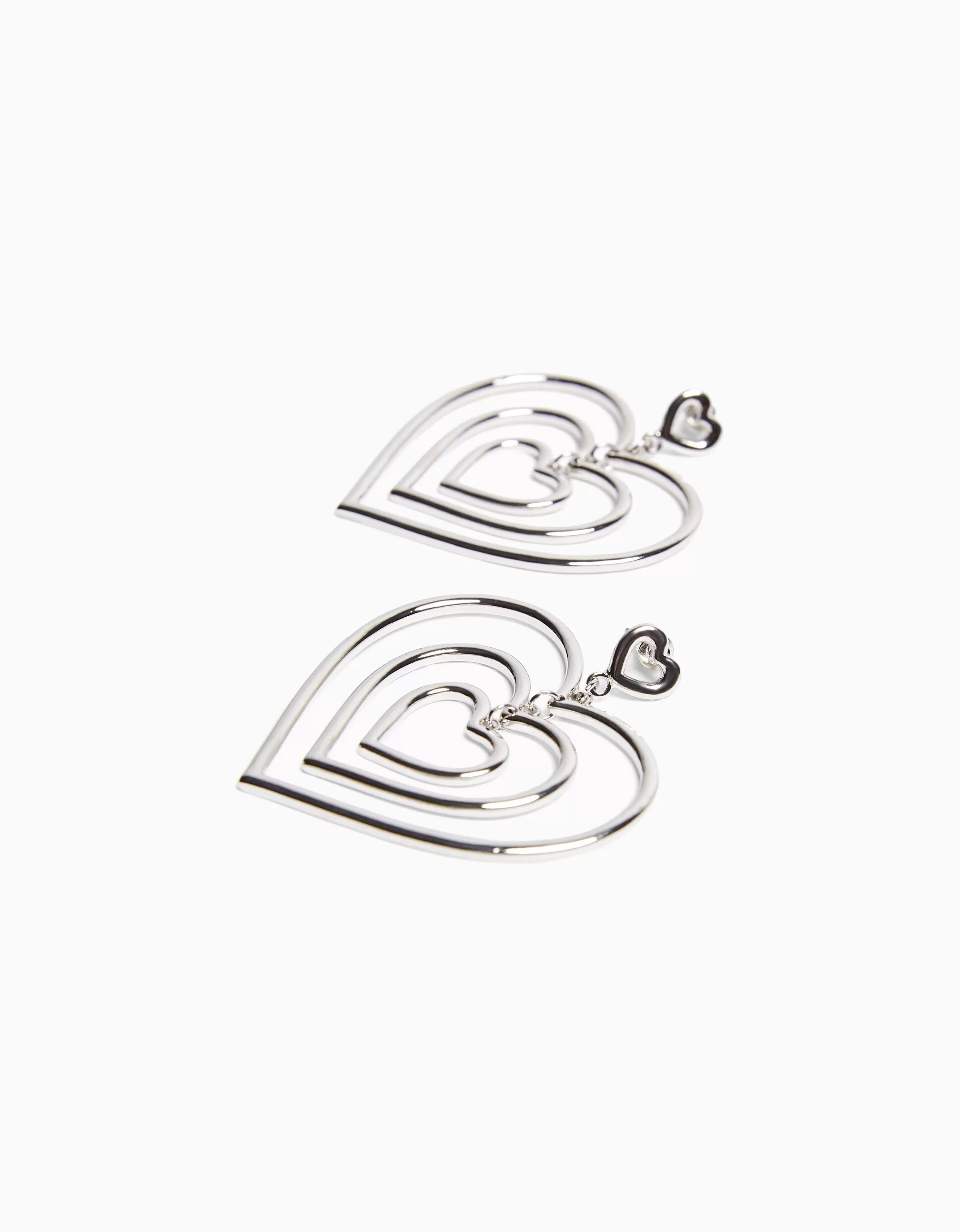 BERSHKA One Love*Boucles d’oreille cœurs Argent