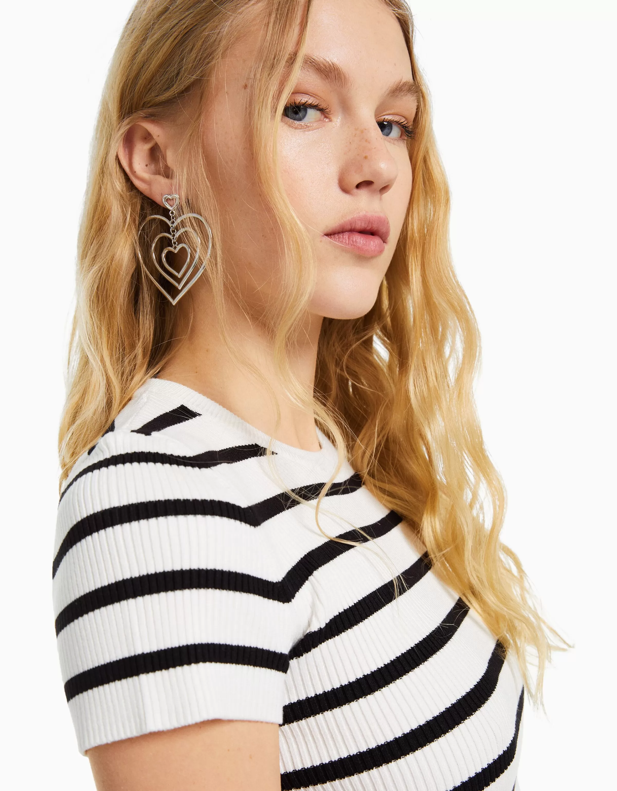 BERSHKA One Love*Boucles d’oreille cœurs Argent