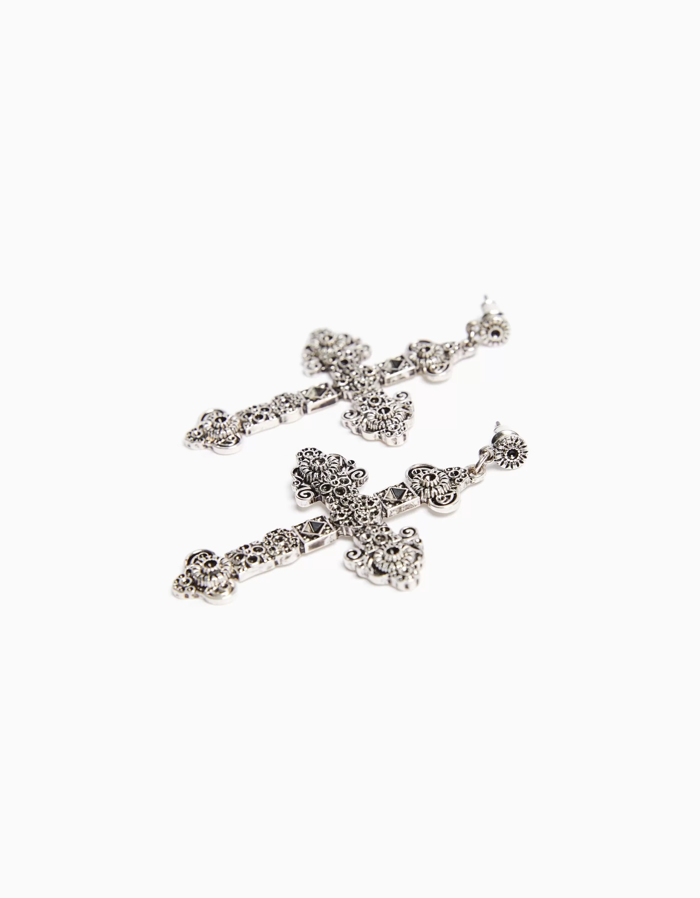 BERSHKA Tout voir*Boucles d’oreilles croix Argent