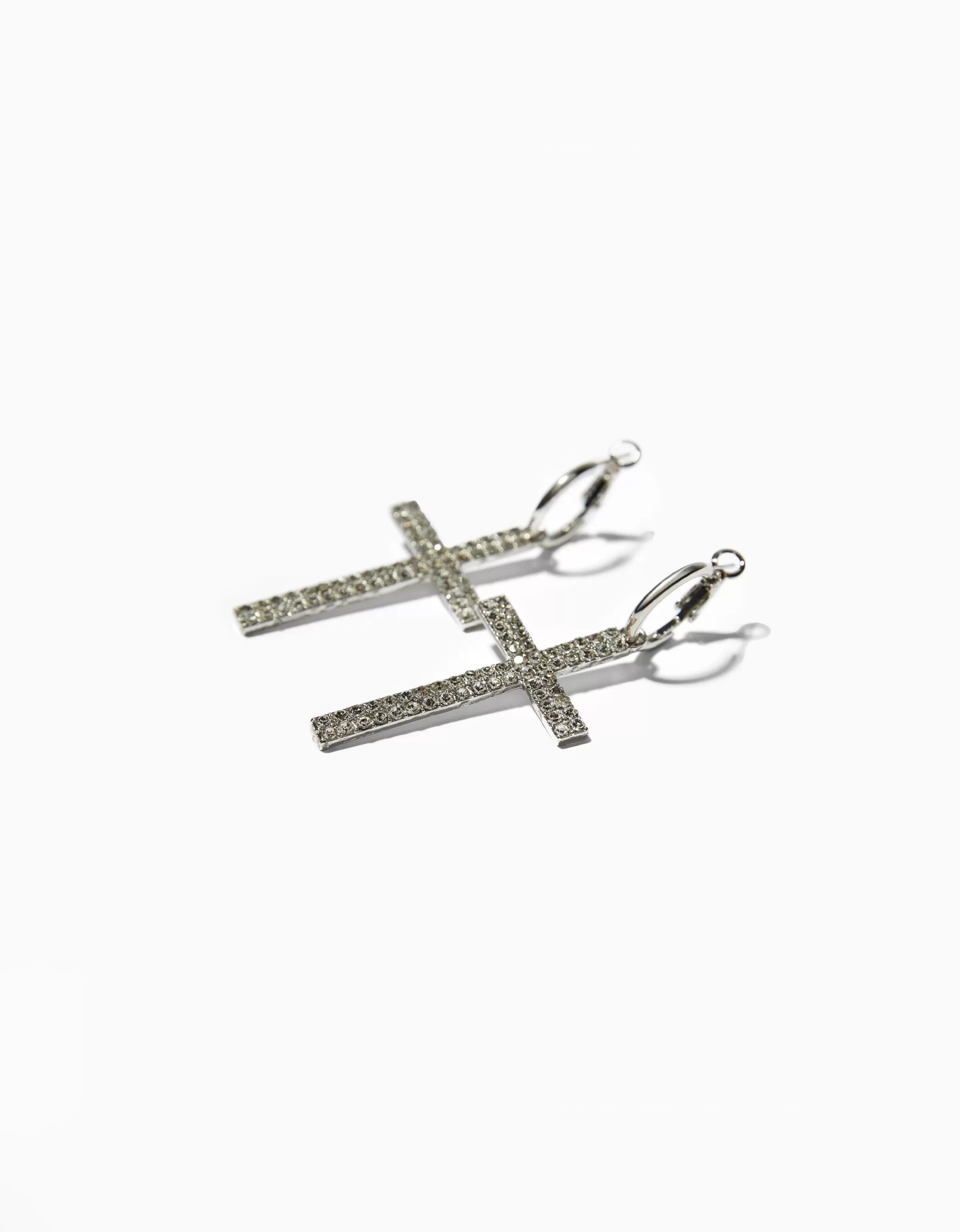 BERSHKA Party*Boucles d’oreilles croix pierres fantaisie Argent