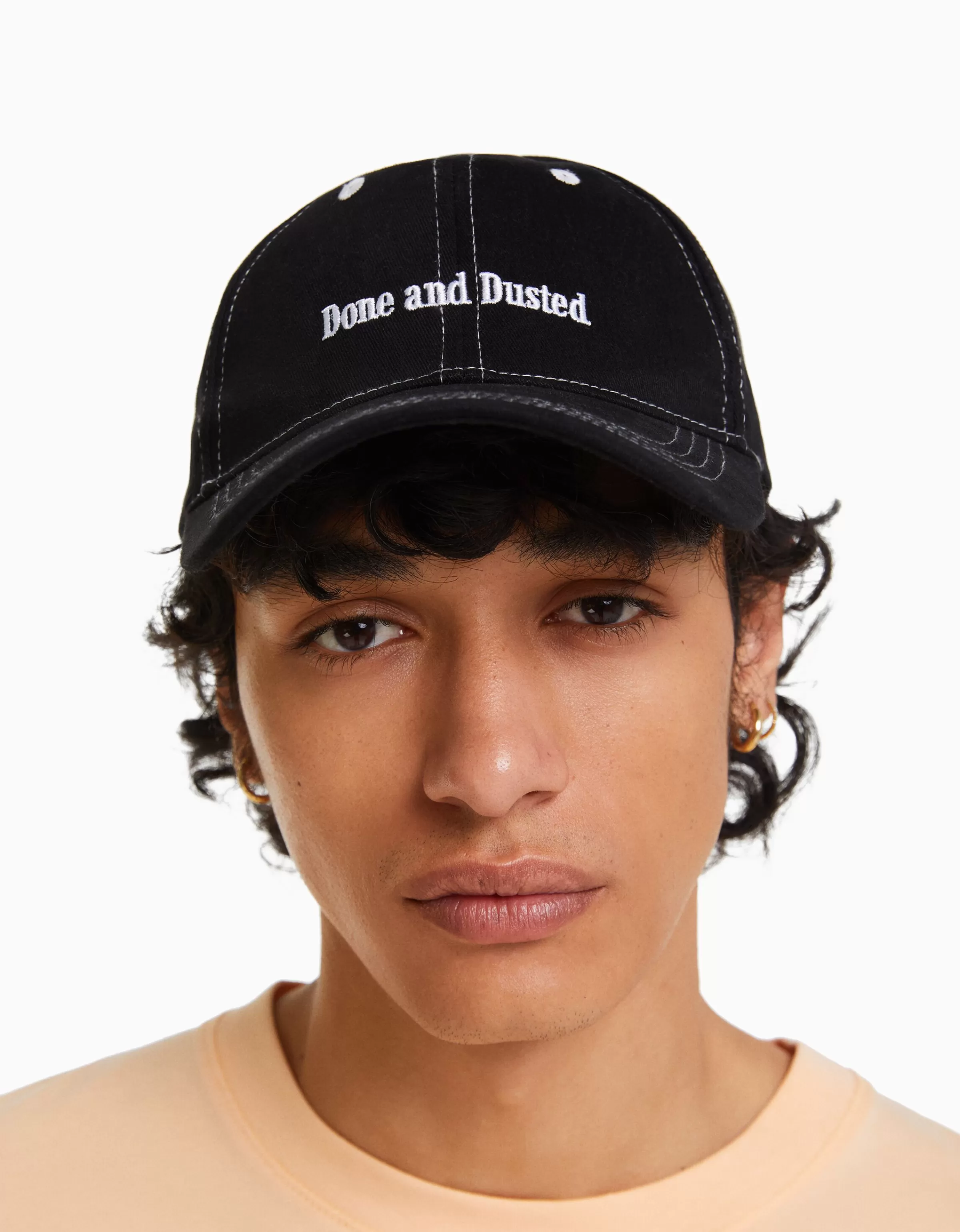 BERSHKA Vêtements*Casquette brodée Sable