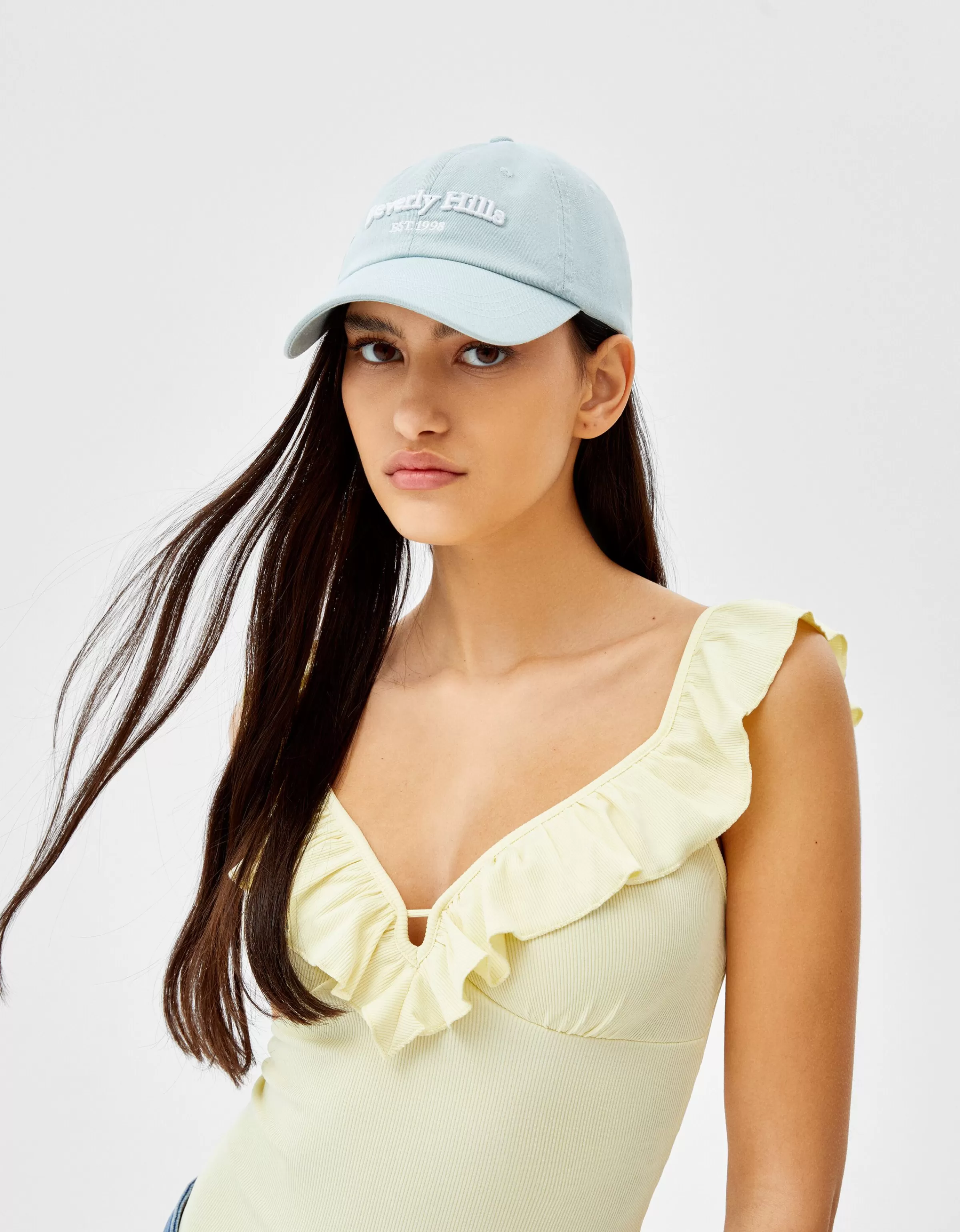 BERSHKA Survêtement*Casquette message Bleu lavé