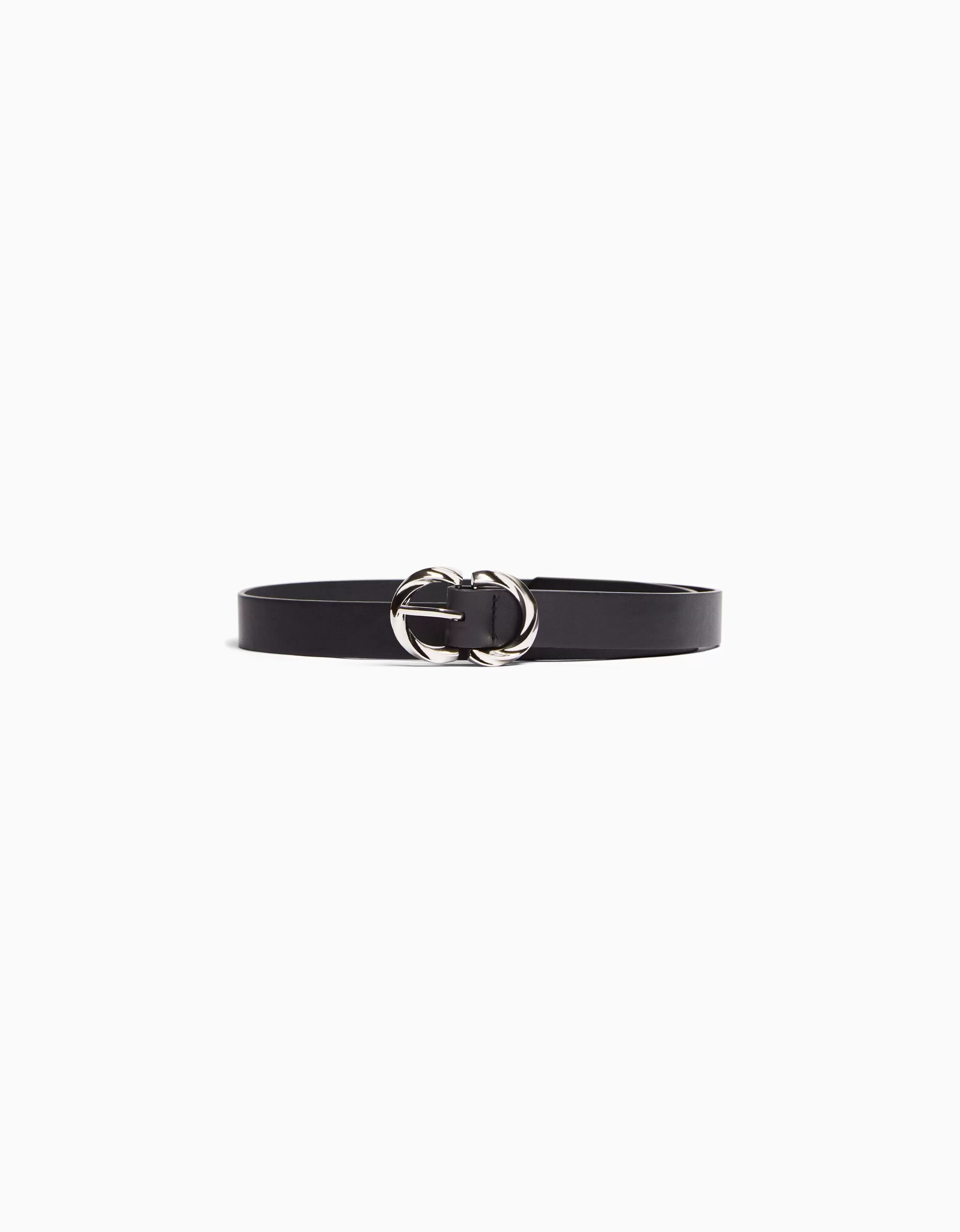 BERSHKA Ceintures*Ceinture fine double boucle Noir