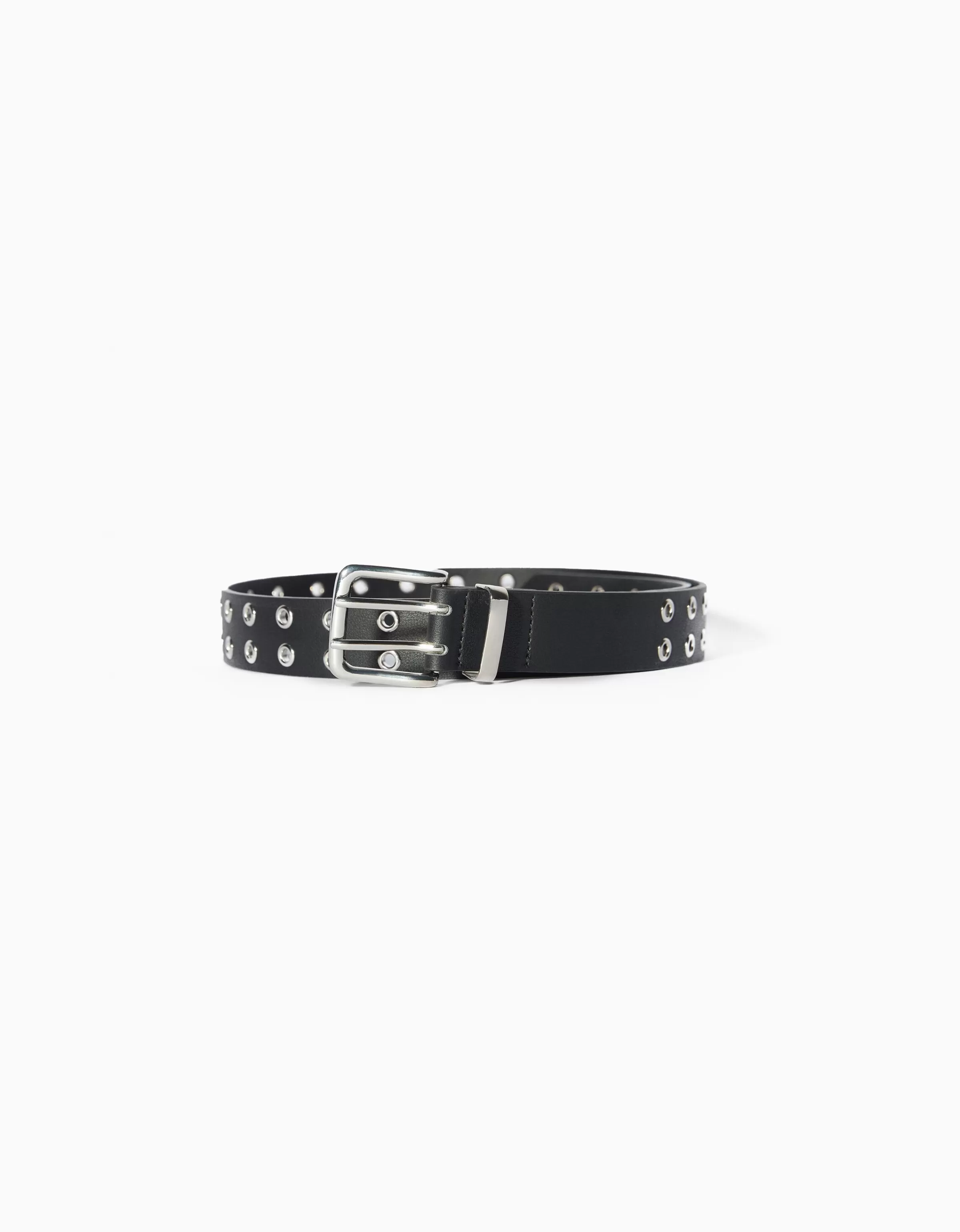 BERSHKA Similicuir*Ceinture similicuir œillets Noir