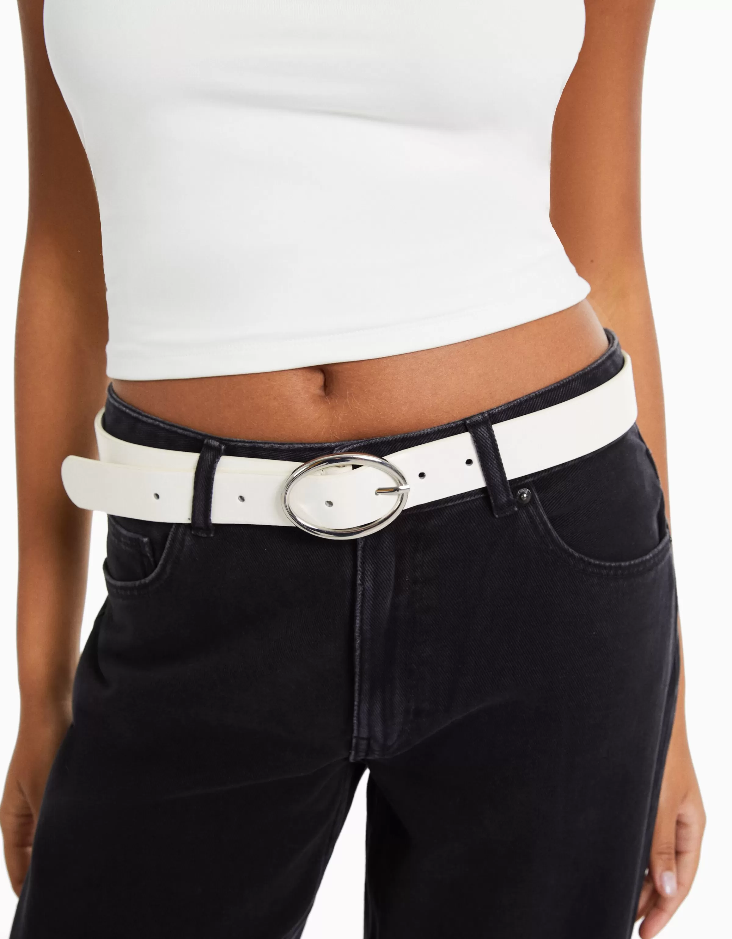 BERSHKA Similicuir*Ceinture unie similicuir Noir