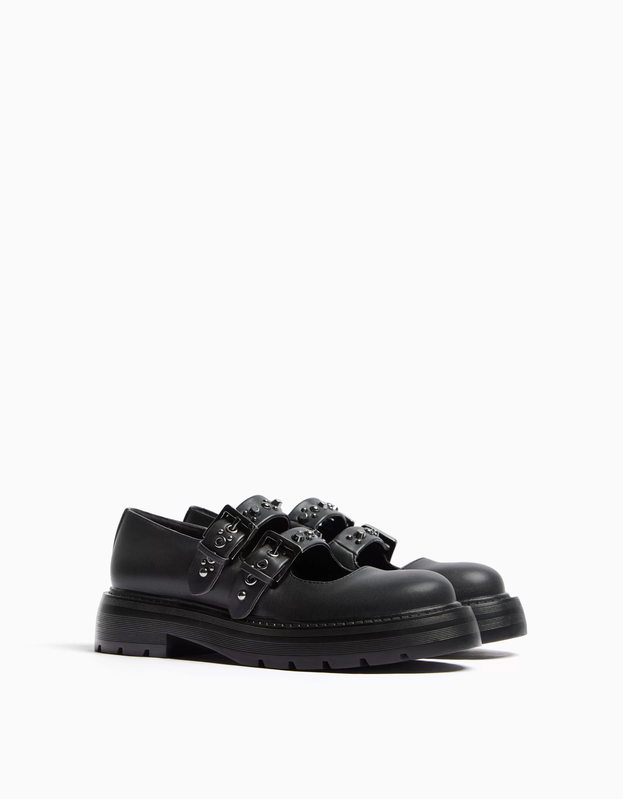 BERSHKA New*Chaussures plates type Mary Jane Noir