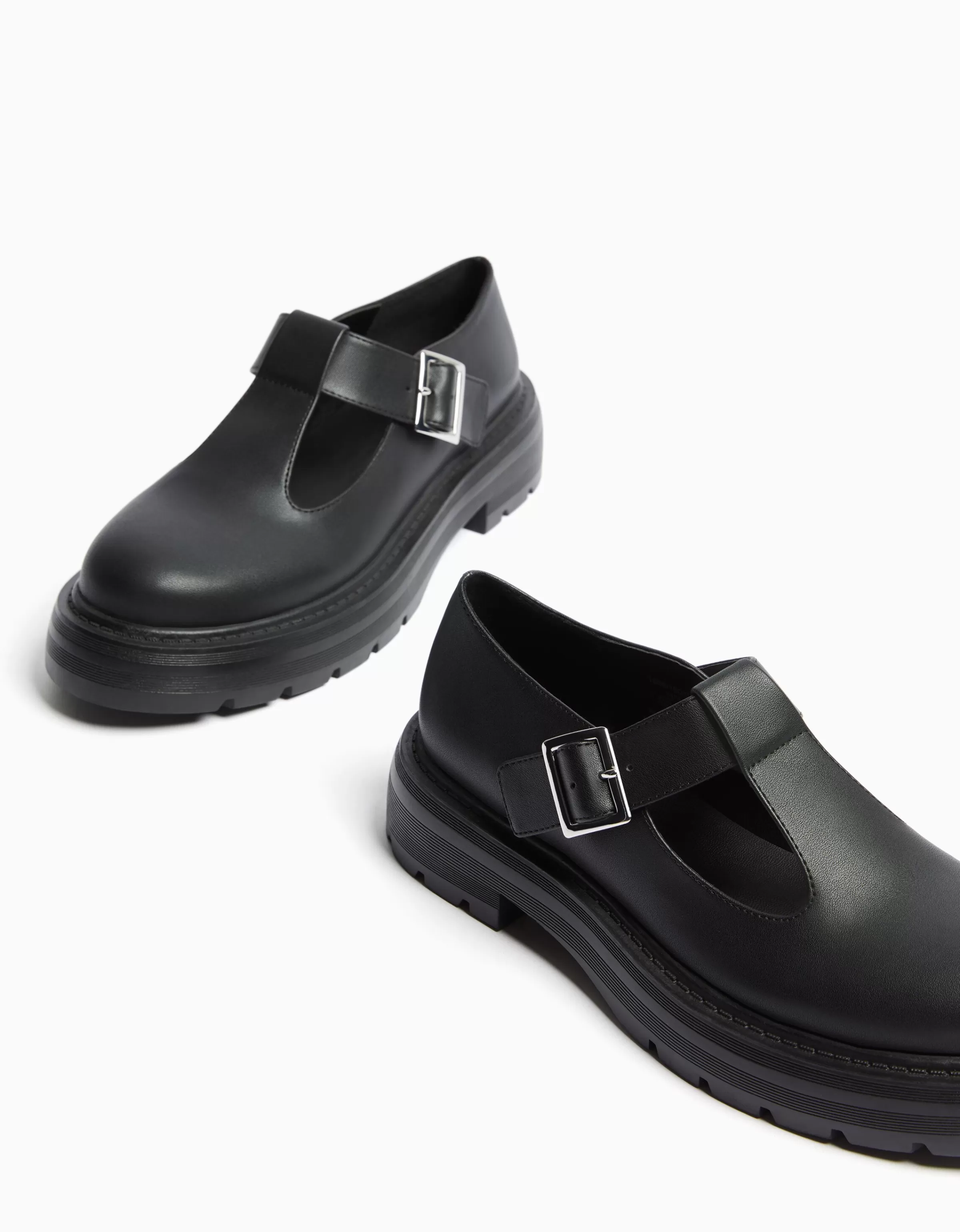 BERSHKA New*Chaussures plates type Mary Jane Noir