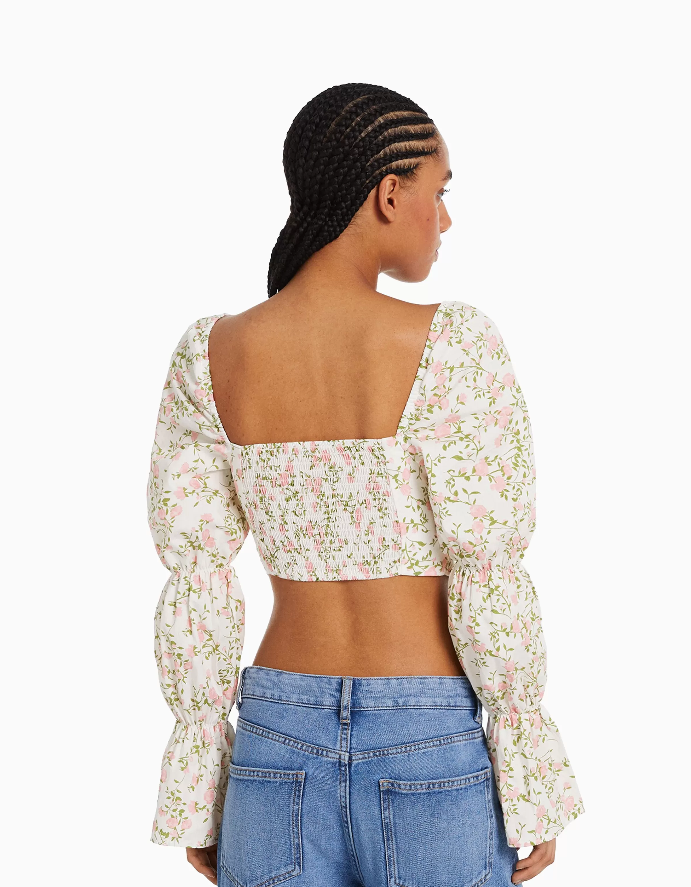 BERSHKA Chemises et blouses*Chemisier corset cropped manches longues Multicouleur