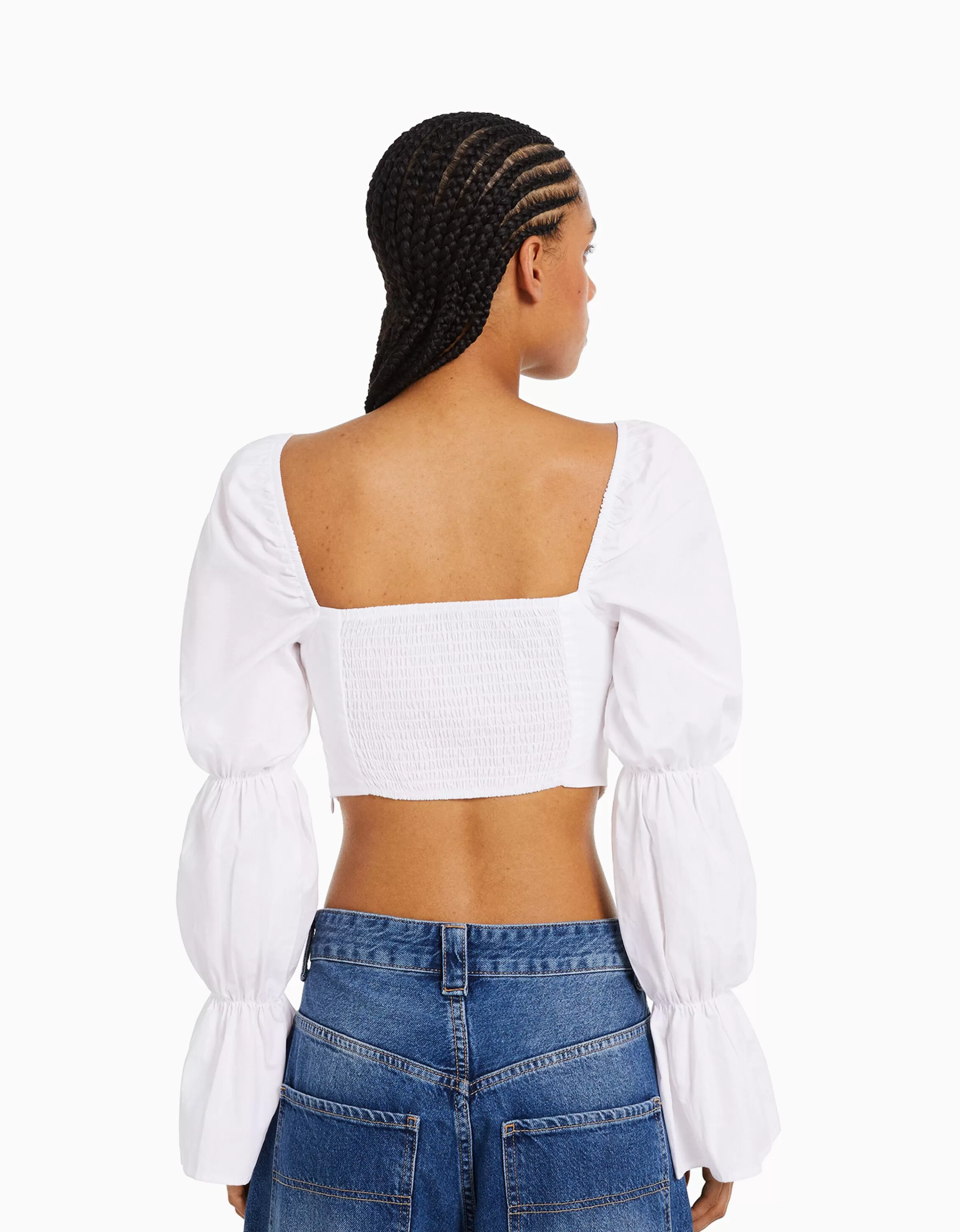 BERSHKA Chemises et blouses*Chemisier corset cropped manches longues Multicouleur