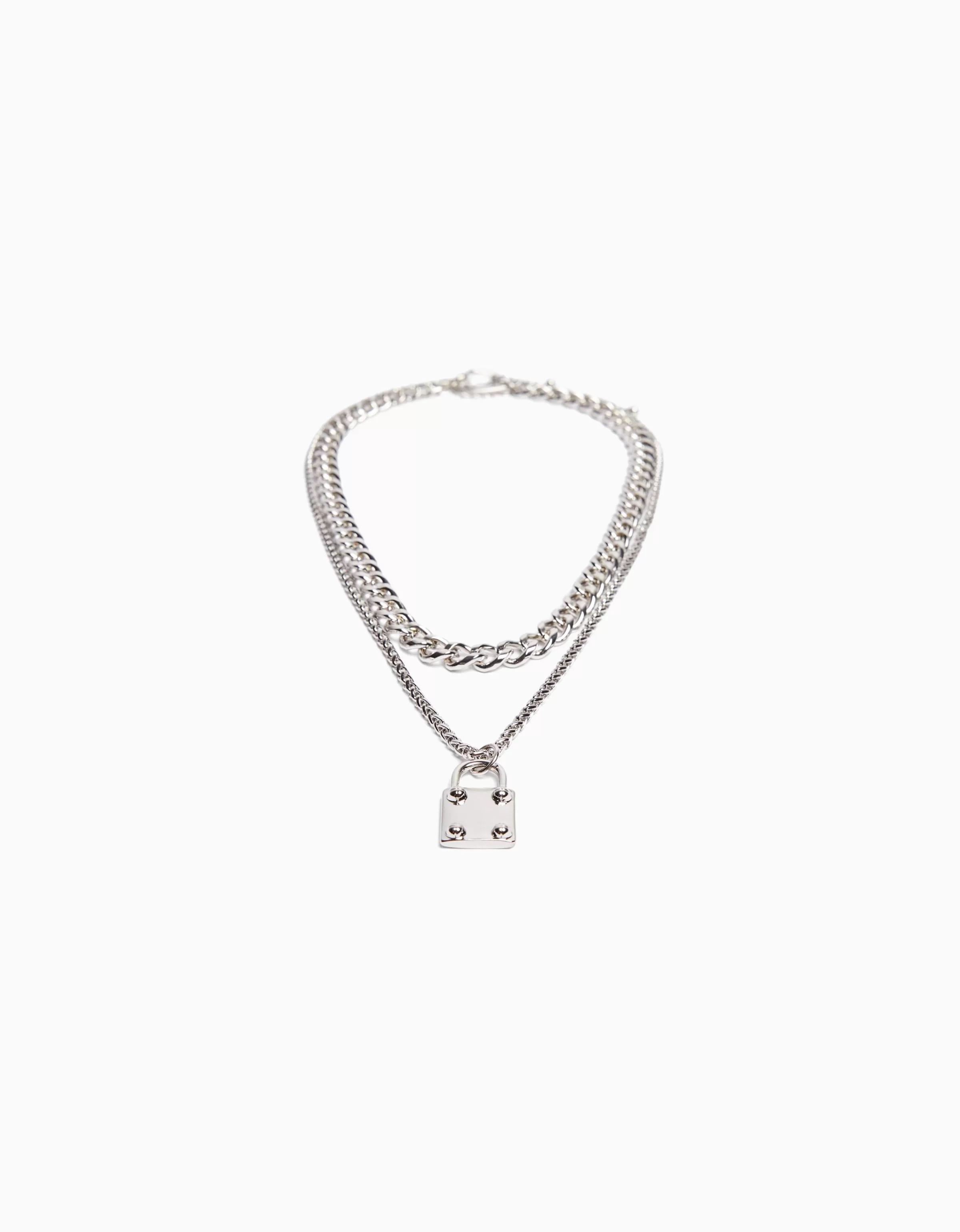 BERSHKA Tout voir*Collier cadenas Argent