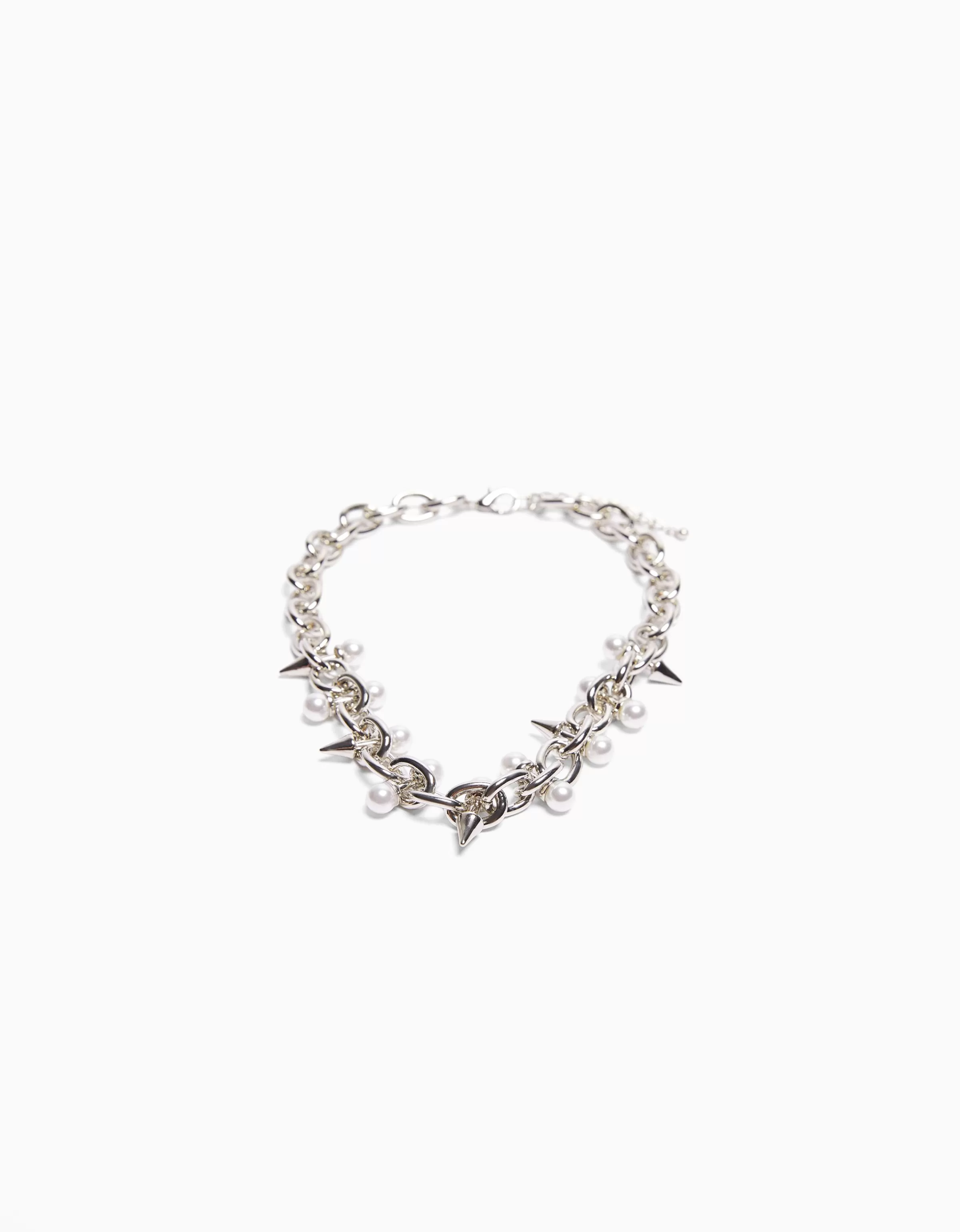 BERSHKA Tout voir*Collier pics perles fantaisie Argent