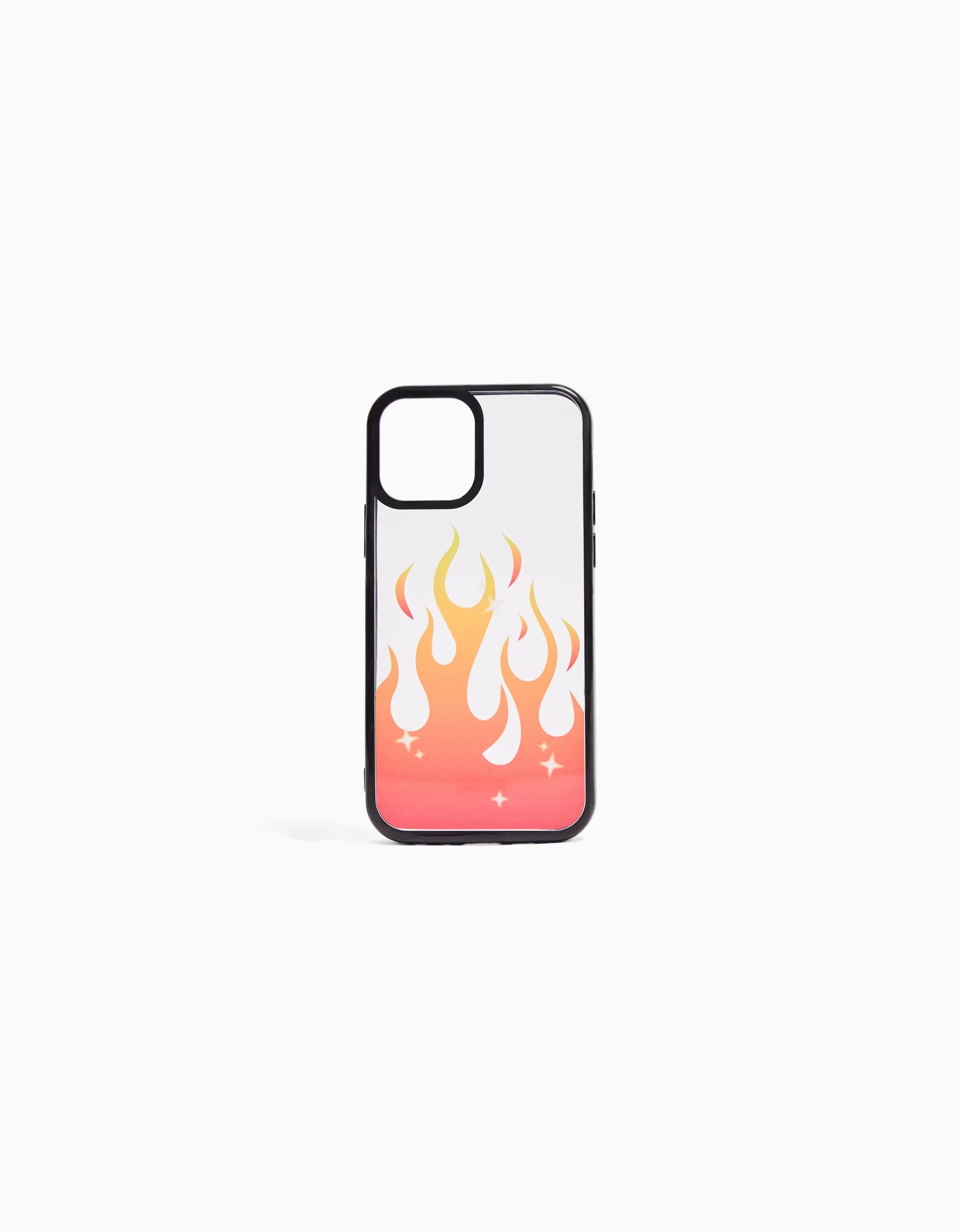 BERSHKA Tout voir*Coque mobile imprimé flammes Noir