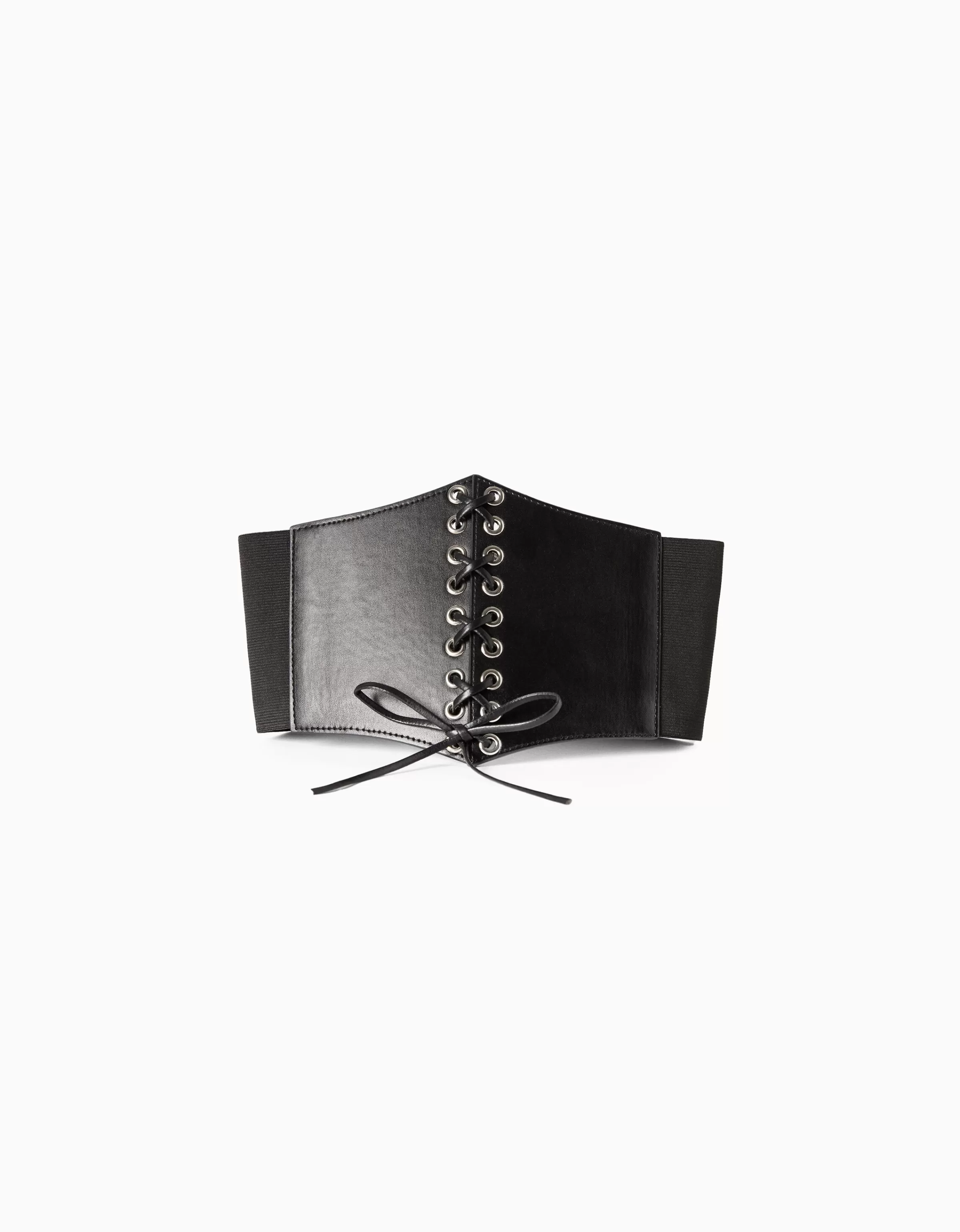 BERSHKA Similicuir*Corset tressé imitation cuir Noir