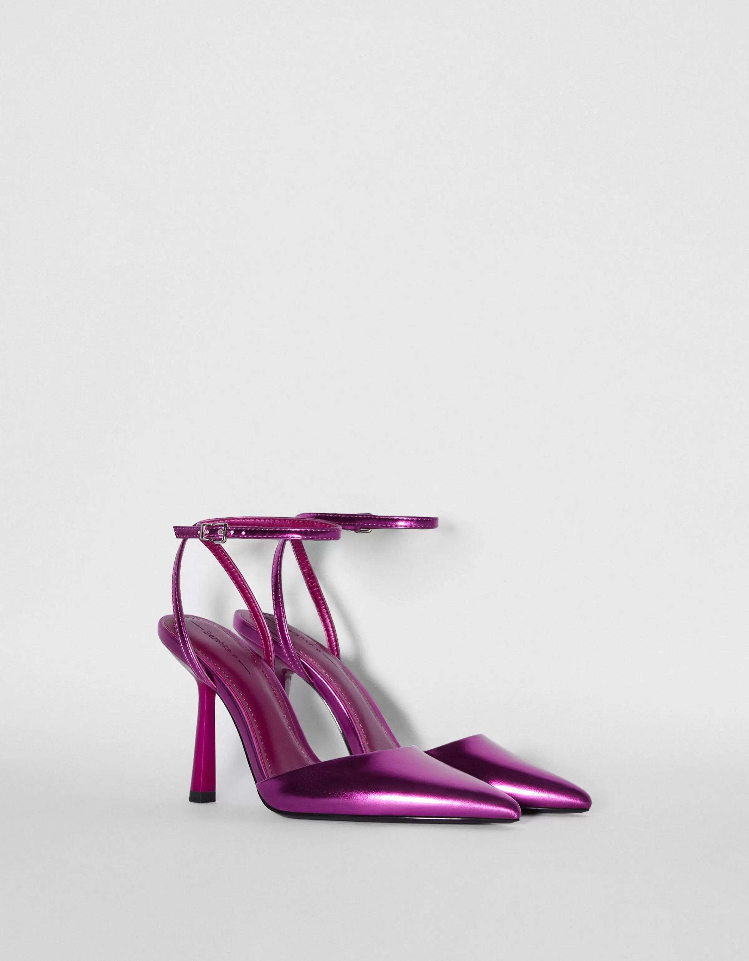 BERSHKA Party*Escarpins type mules métallisés Fuchsia
