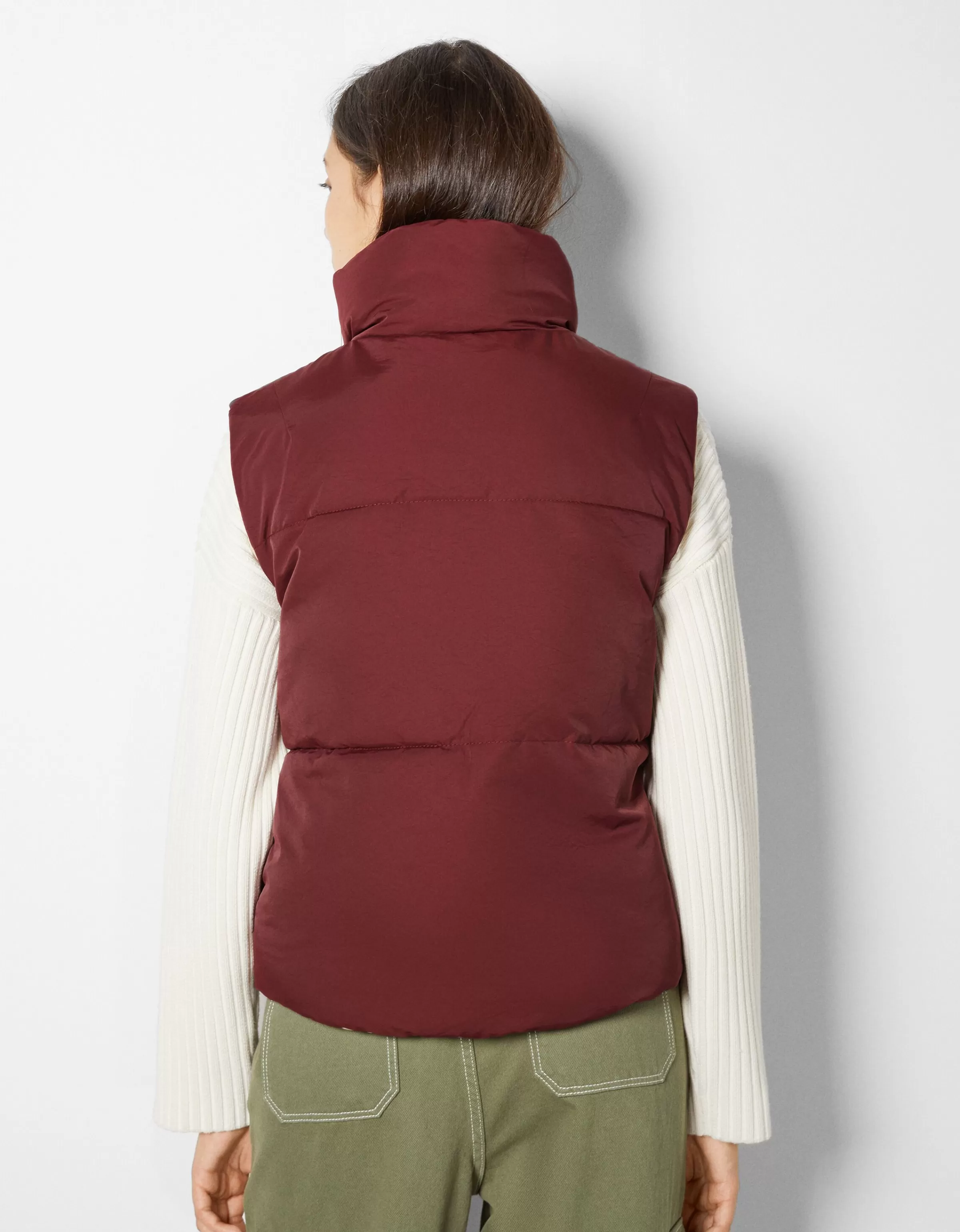 BERSHKA Vestes*Gilet cropped sans manches réversible Grenade