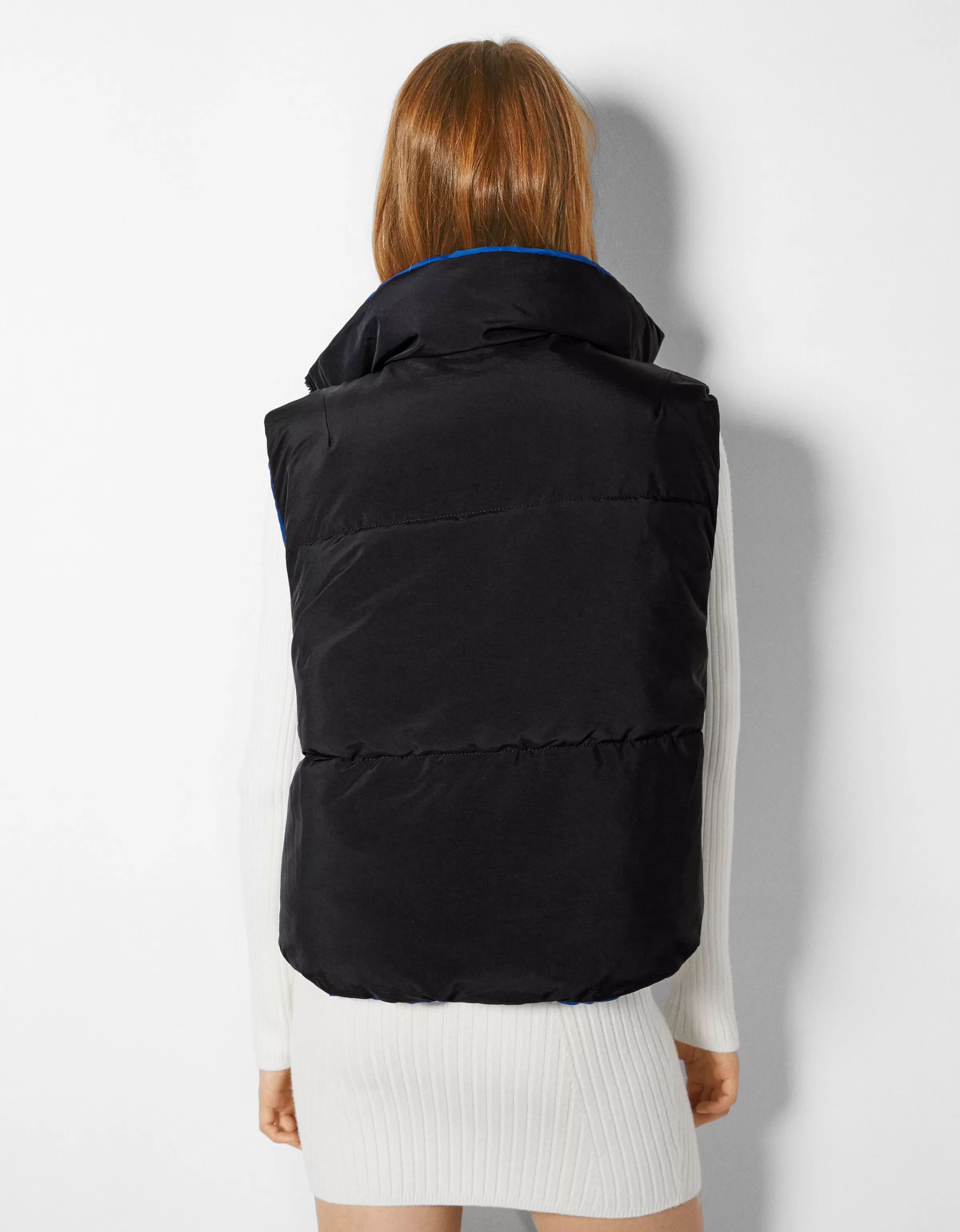 BERSHKA BSK Teen*Gilet cropped sans manches réversible Grenade