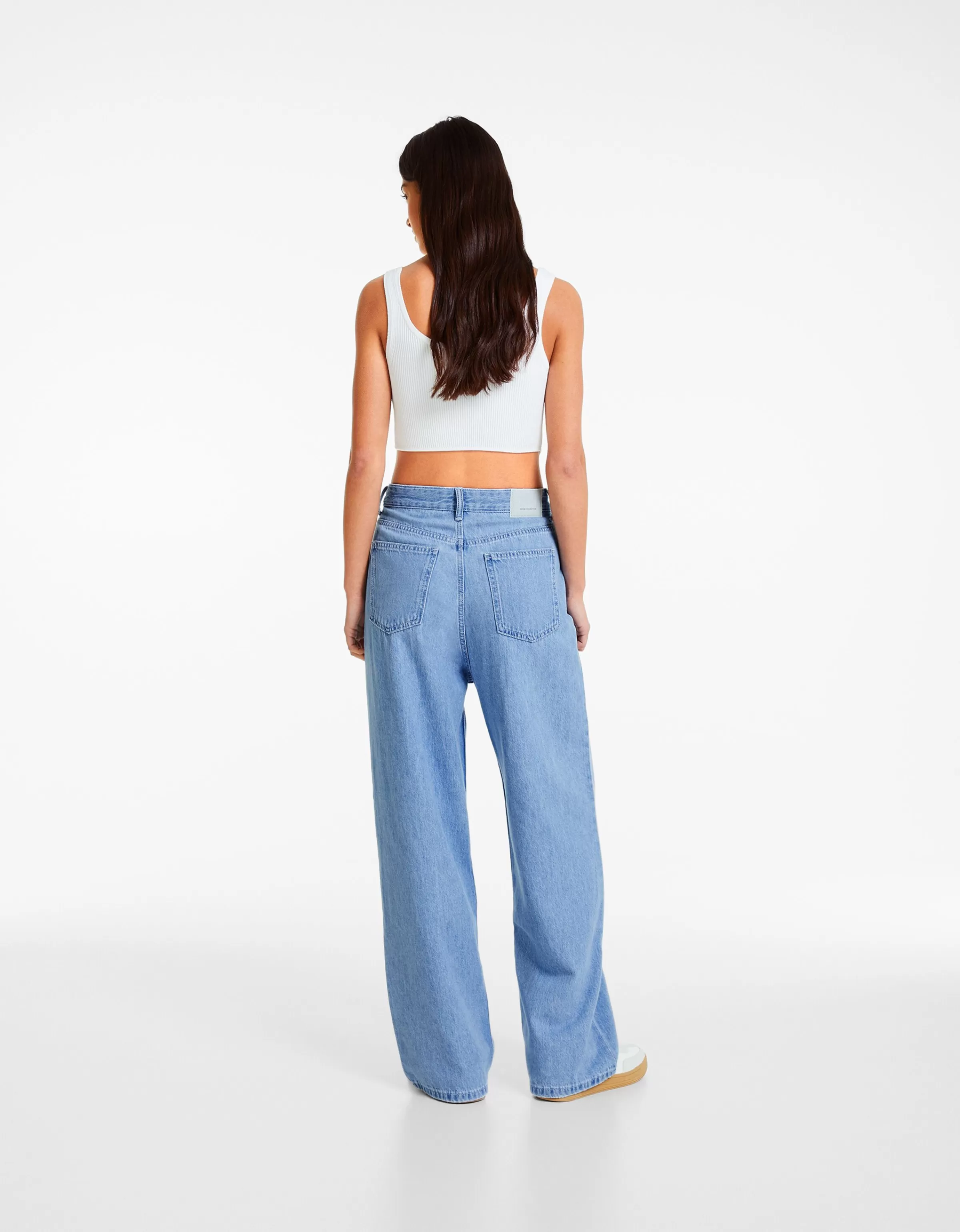 BERSHKA Jeans*Jean 90’s plissé Bleu lavé