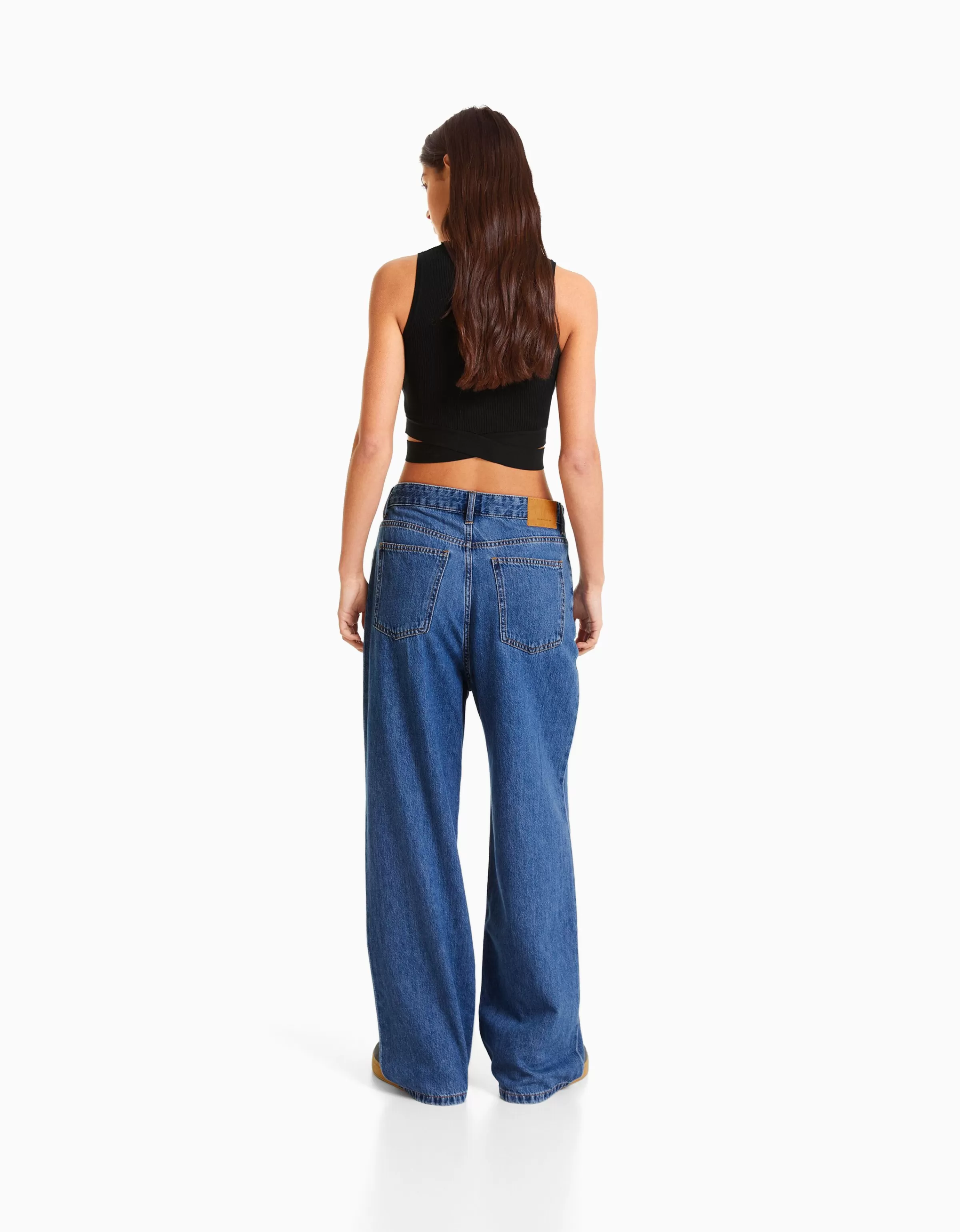 BERSHKA Jeans*Jean 90’s plissé Bleu lavé