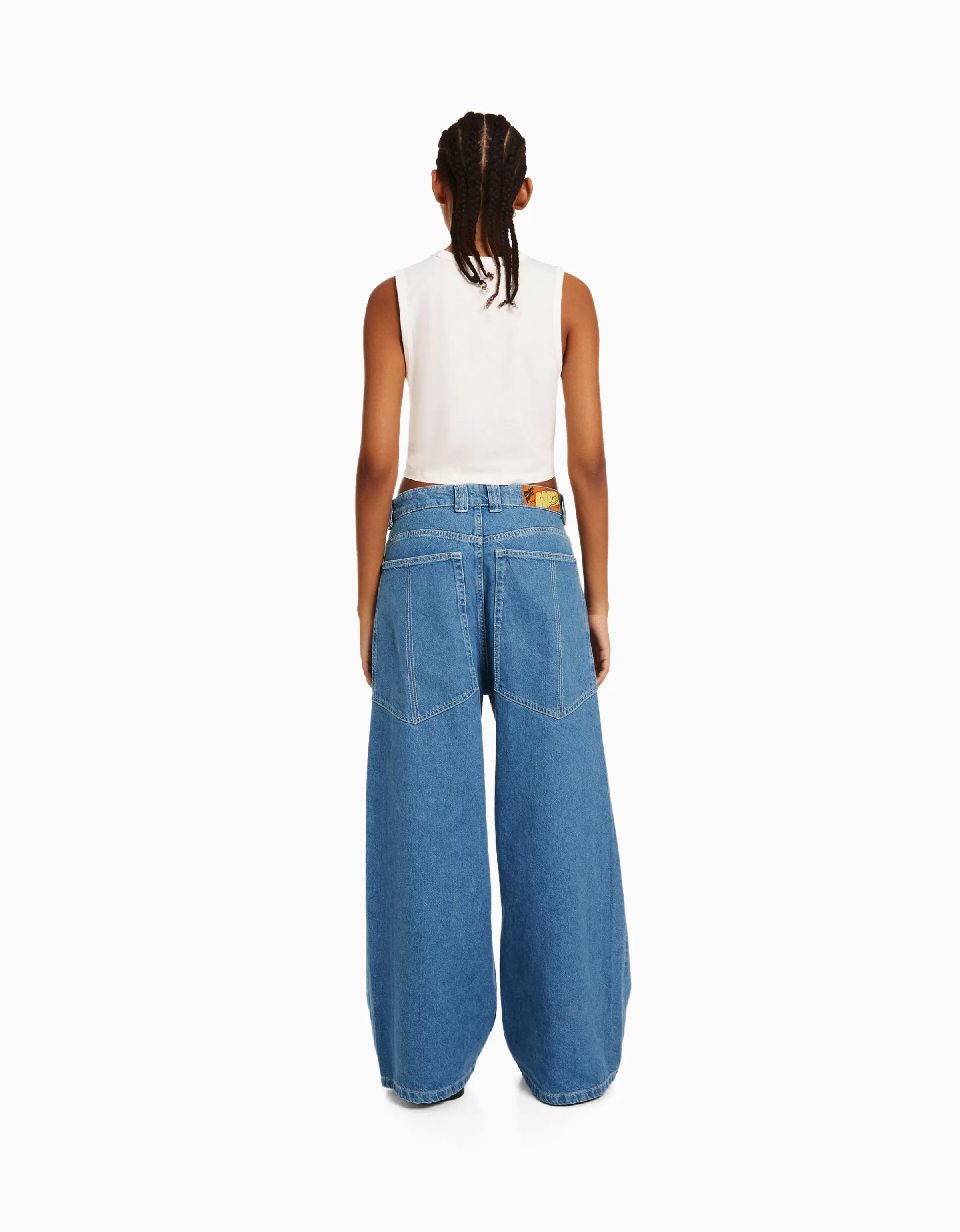 BERSHKA Vêtements*Jean 90’s Rave super baggy Bleu lavé