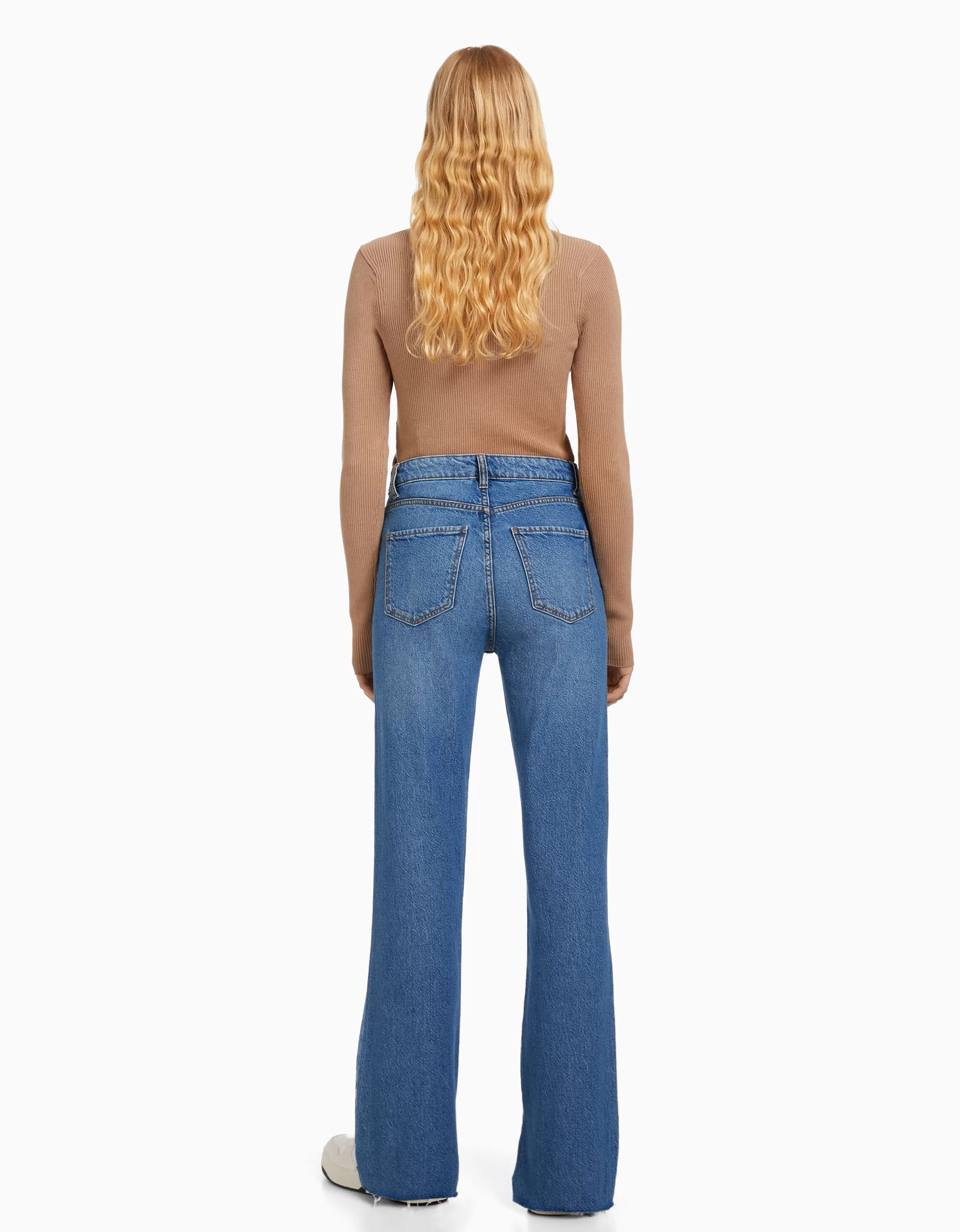 BERSHKA Jeans*Jean décontracté fente latérale Bleu