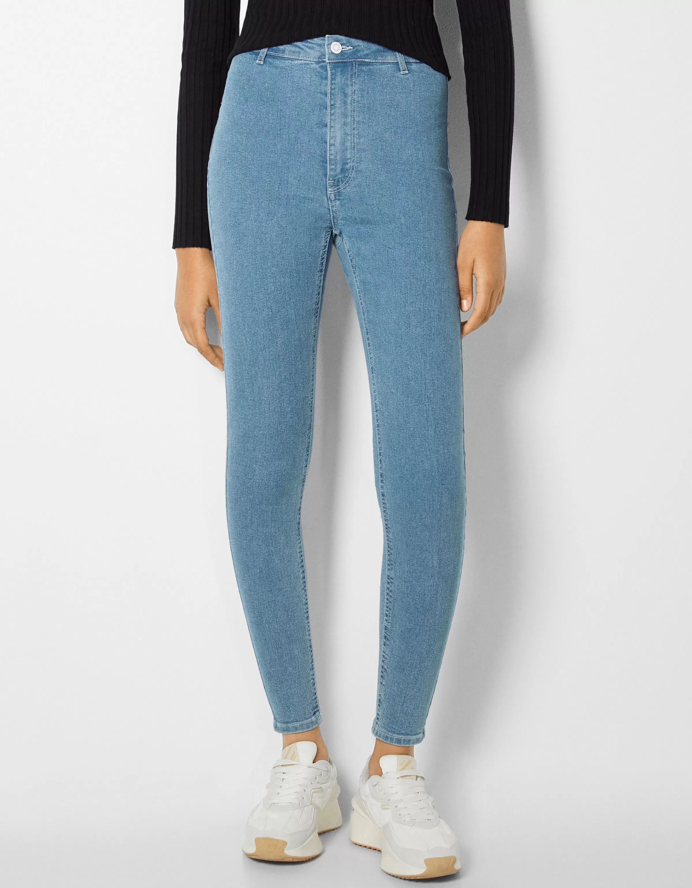 BERSHKA Jeans*Jean jegging taille très haute Bleu