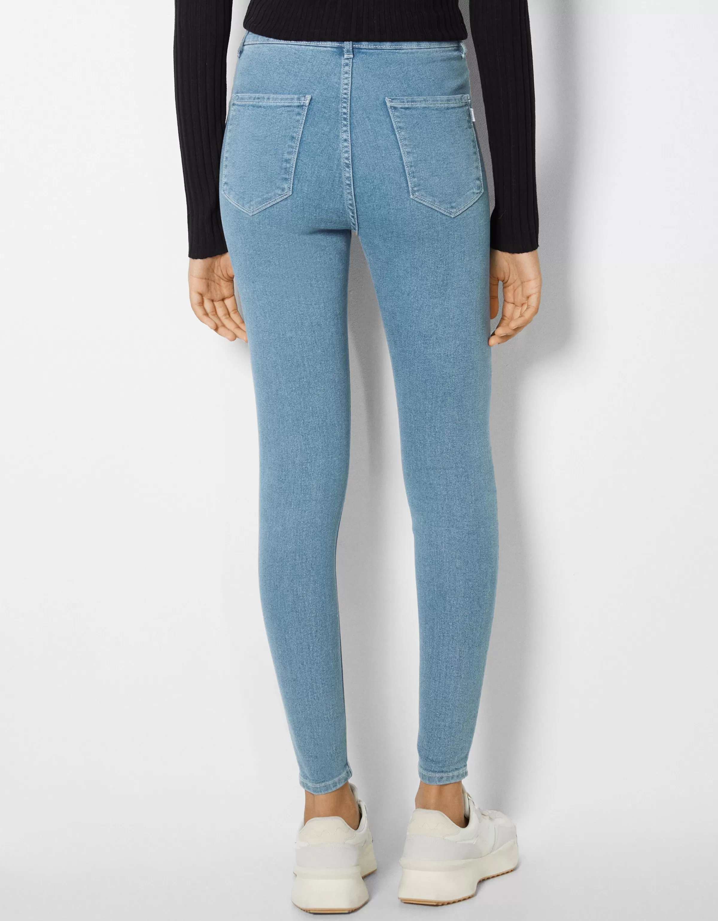 BERSHKA Jeans*Jean jegging taille très haute Bleu