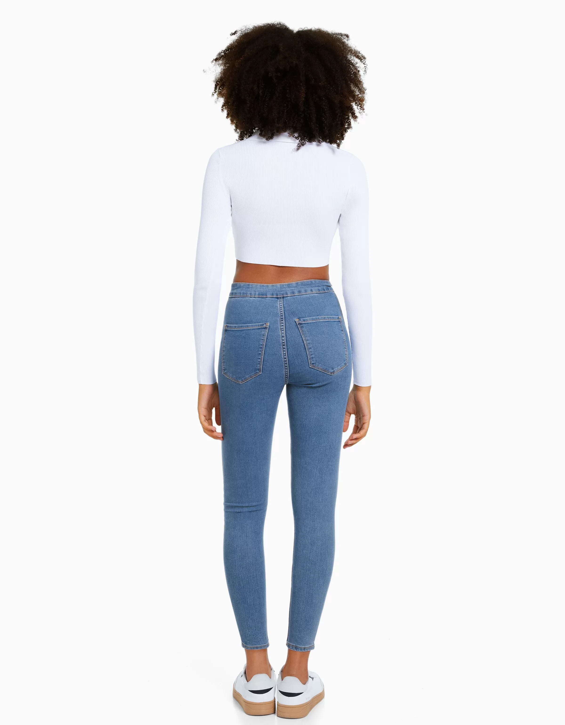 BERSHKA Jeans*Jean jegging taille très haute Bleu