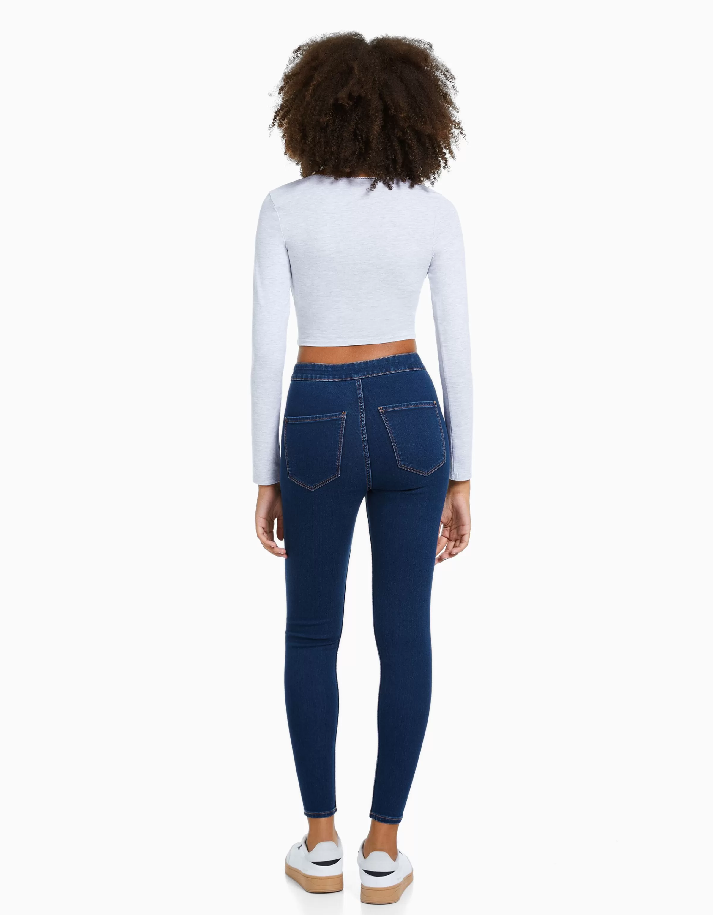 BERSHKA Jeans*Jean jegging taille très haute Bleu